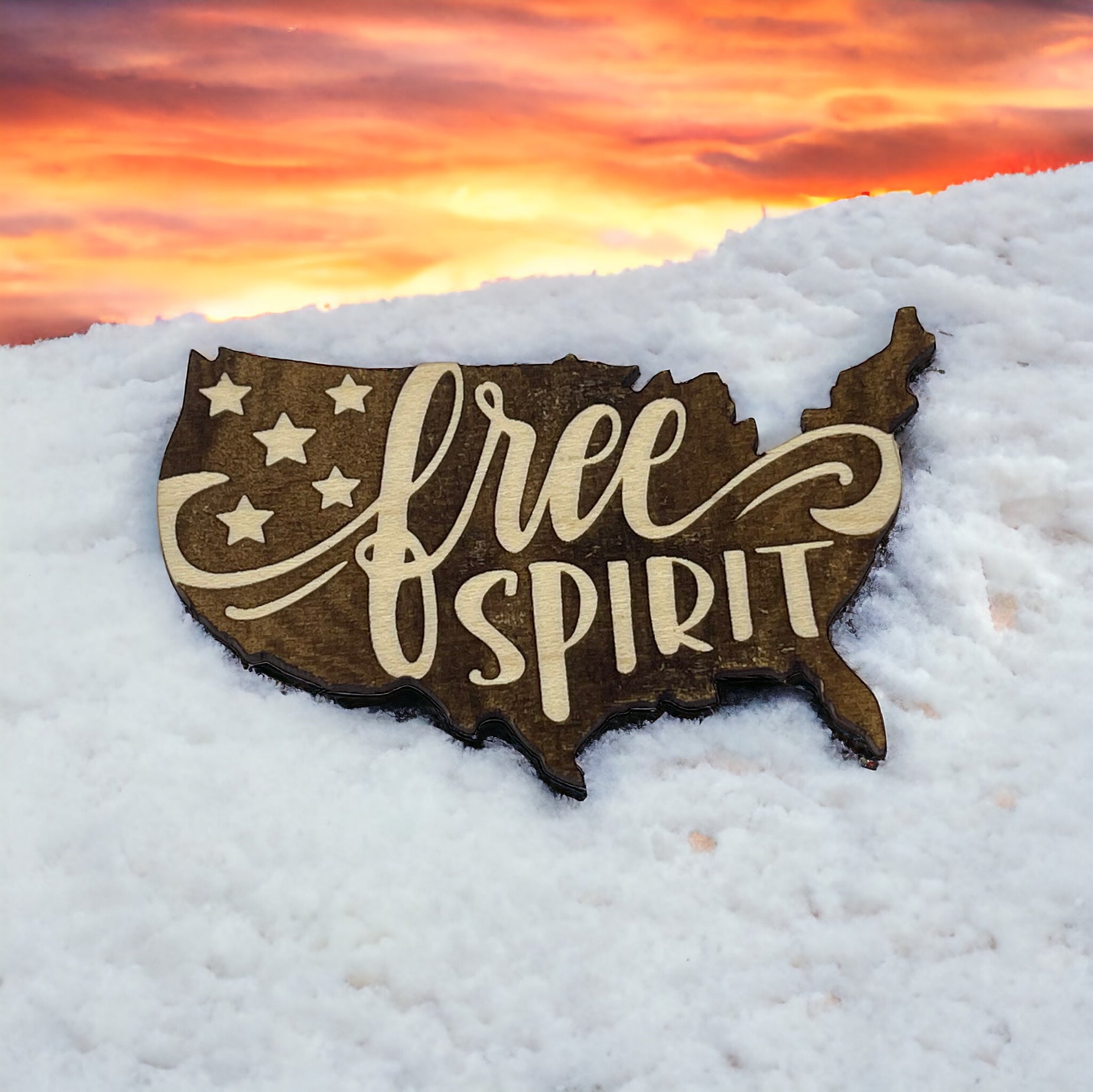 USA Free Spirit Flag Magnets for Home Work School Office, Patriotic Decor Gifts, United States Paintable Magnet, US Freedom Patriot Wood Decoration