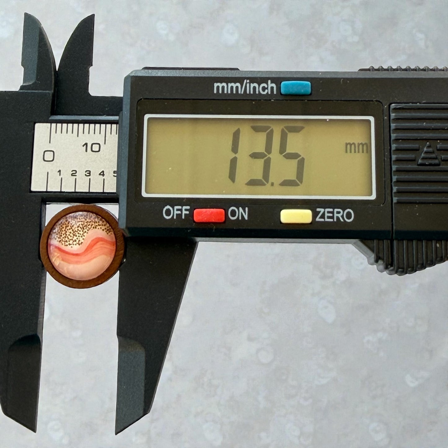 Desert Sunrise Boho Wood Stud Earrings – Peach & Terracotta Dots