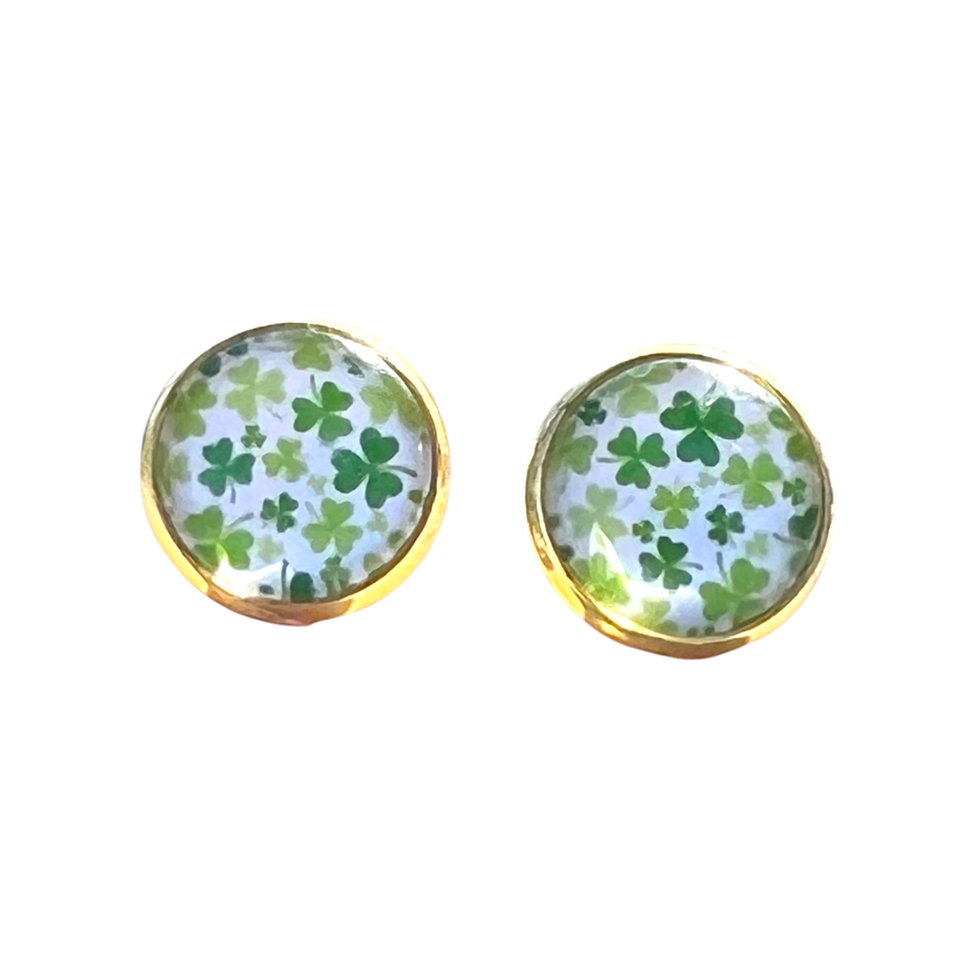 Shamrock Stud Earrings – Handmade Gold-Toned St. Patrick’s Jewelry