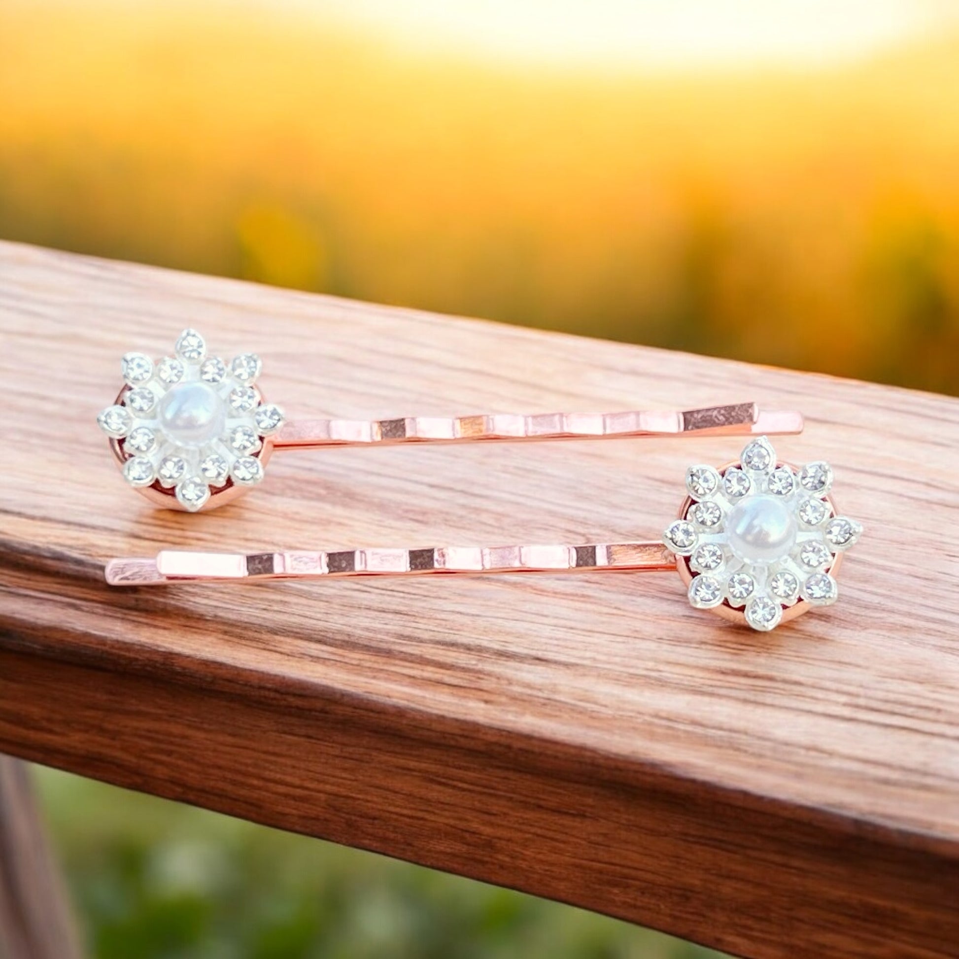 Rose Gold Hair Pins – Set of 2 Elegant Bridal Accessories