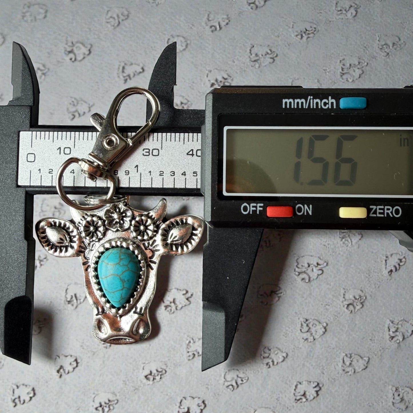 Turquoise Cow Head Purse Charm – Boho Western Keychain