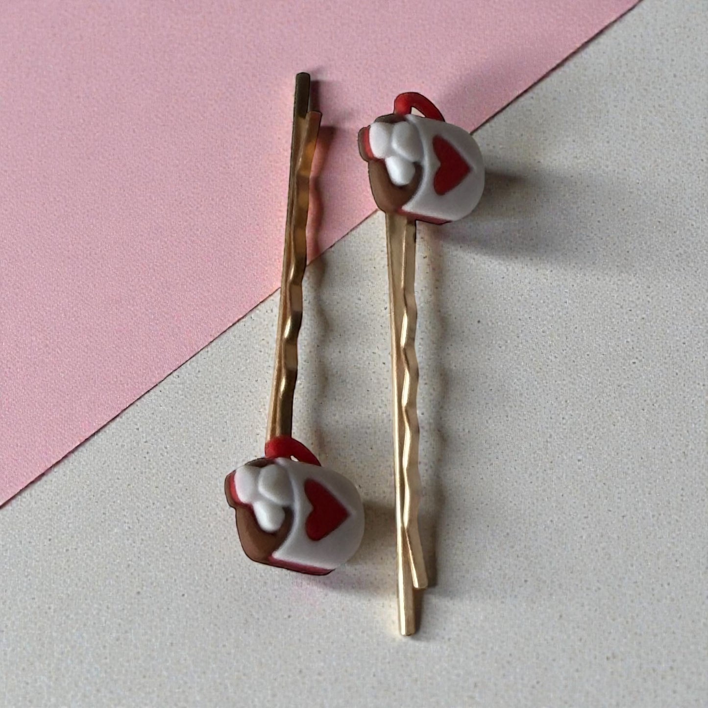 Hot Cocoa Heart Hair Pins – Cute Coffee Mug Bobby Pin Set for Women