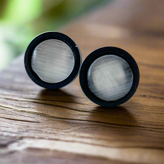 Gray Resin Black Wood Stud Earrings - Stylish Accessories