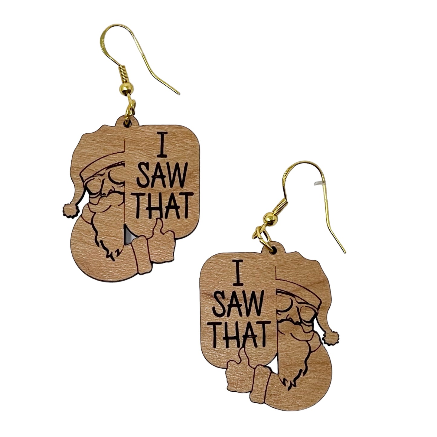 Funny Santa Earrings, Rustic Dangle Earring, Funny Quotes Earring, Cute Winter Holiday Earring, Wooden Word Earring, Country Western Jewelry