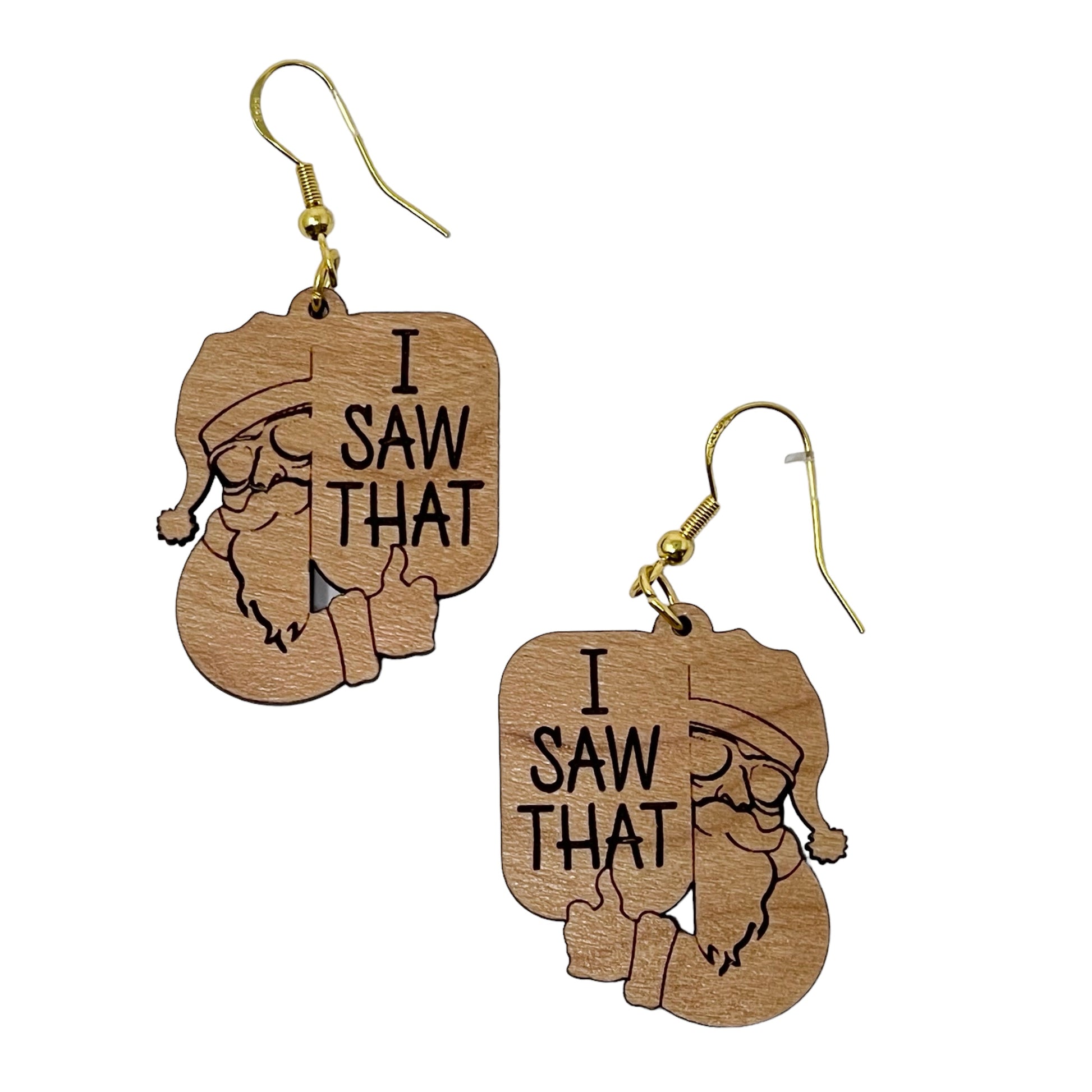 Funny Santa Earrings, Rustic Dangle Earring, Funny Quotes Earring, Cute Winter Holiday Earring, Wooden Word Earring, Country Western Jewelry