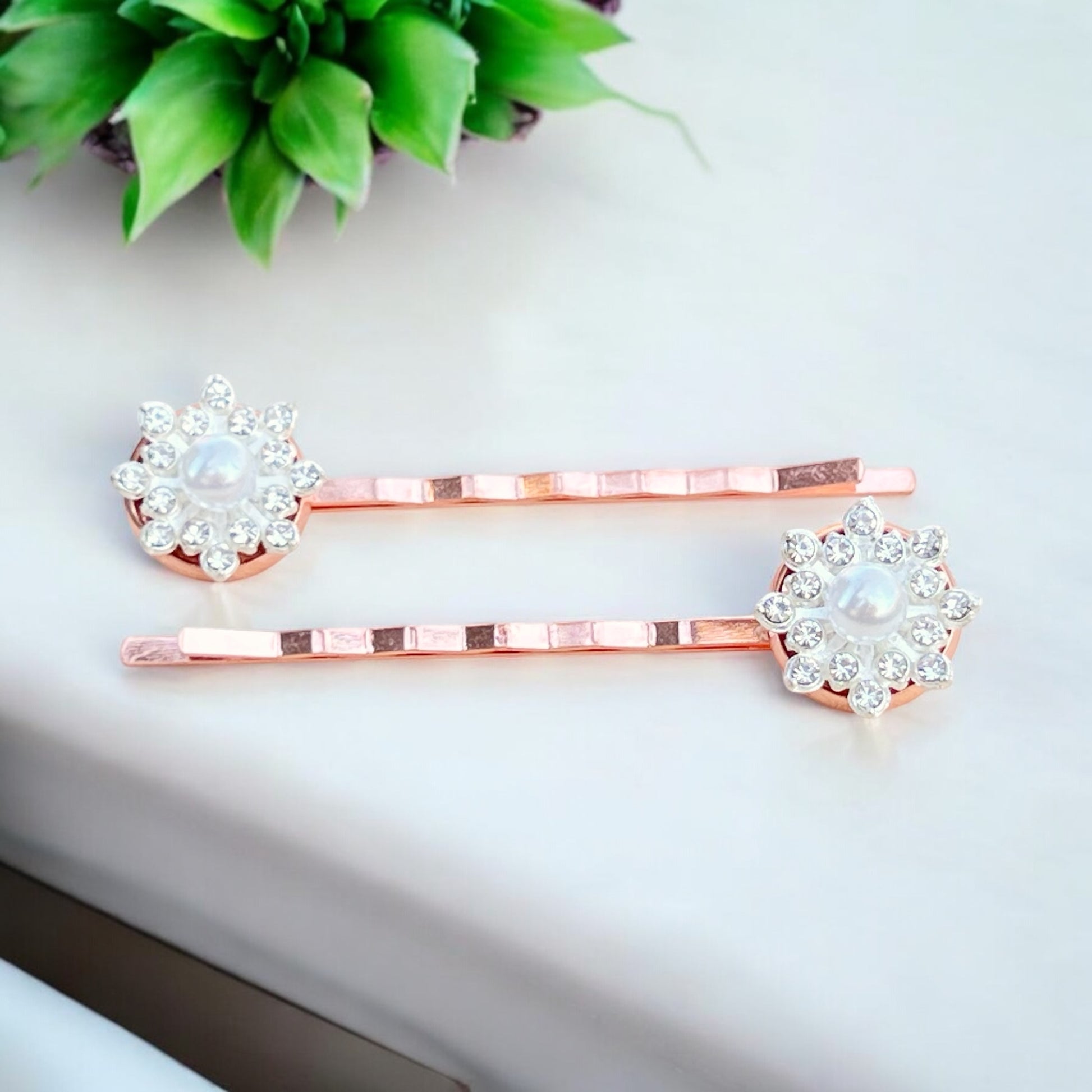 Rose Gold Hair Pins – Set of 2 Elegant Bridal Accessories