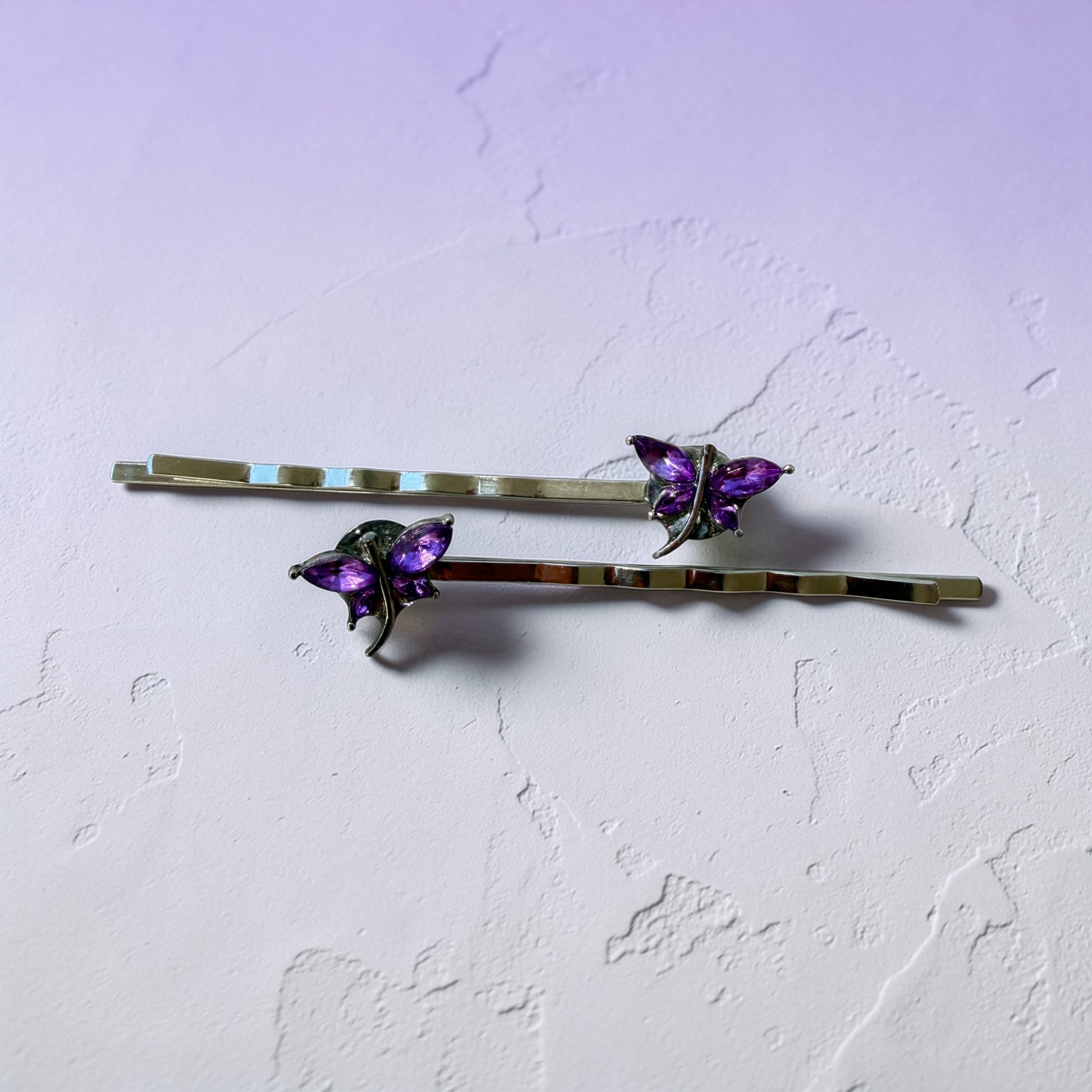 Purple Dragonfly Hair Pins – Rhinestone Bobby Pins Be Grace Be Love