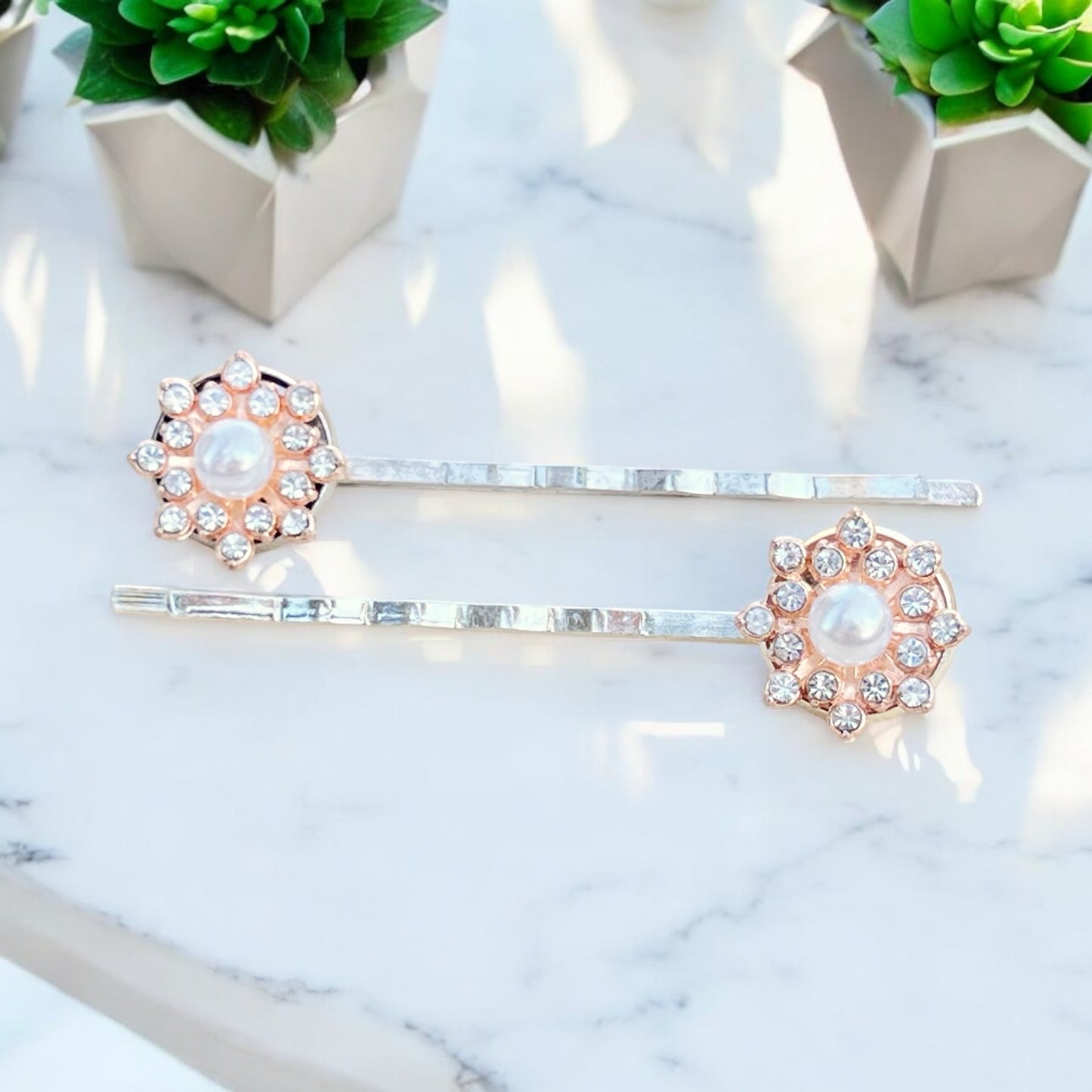 Silver Pearl Hair Pins – Handmade Bridal Hair Accessories Set of 2