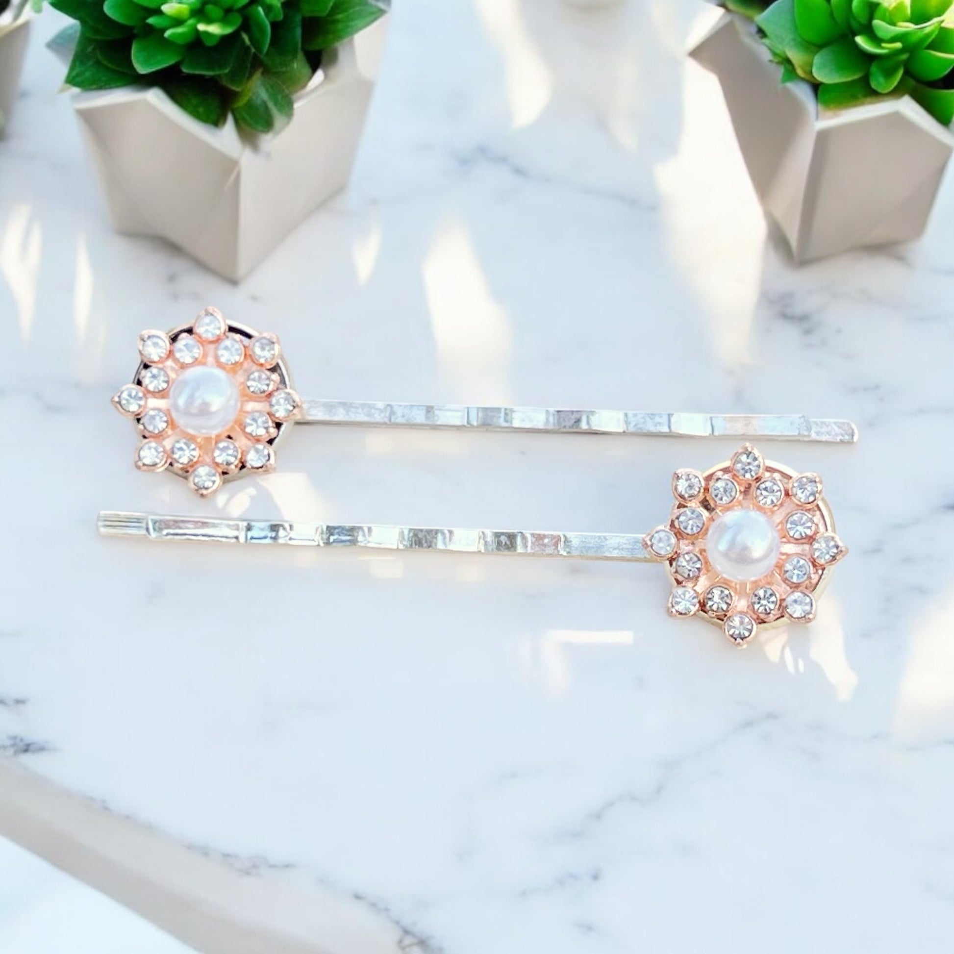 Silver Pearl Hair Pins – Handmade Bridal Hair Accessories Set of 2