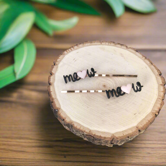 Meow Heart Hair Pins - Adorable Feline-Inspired Accessories