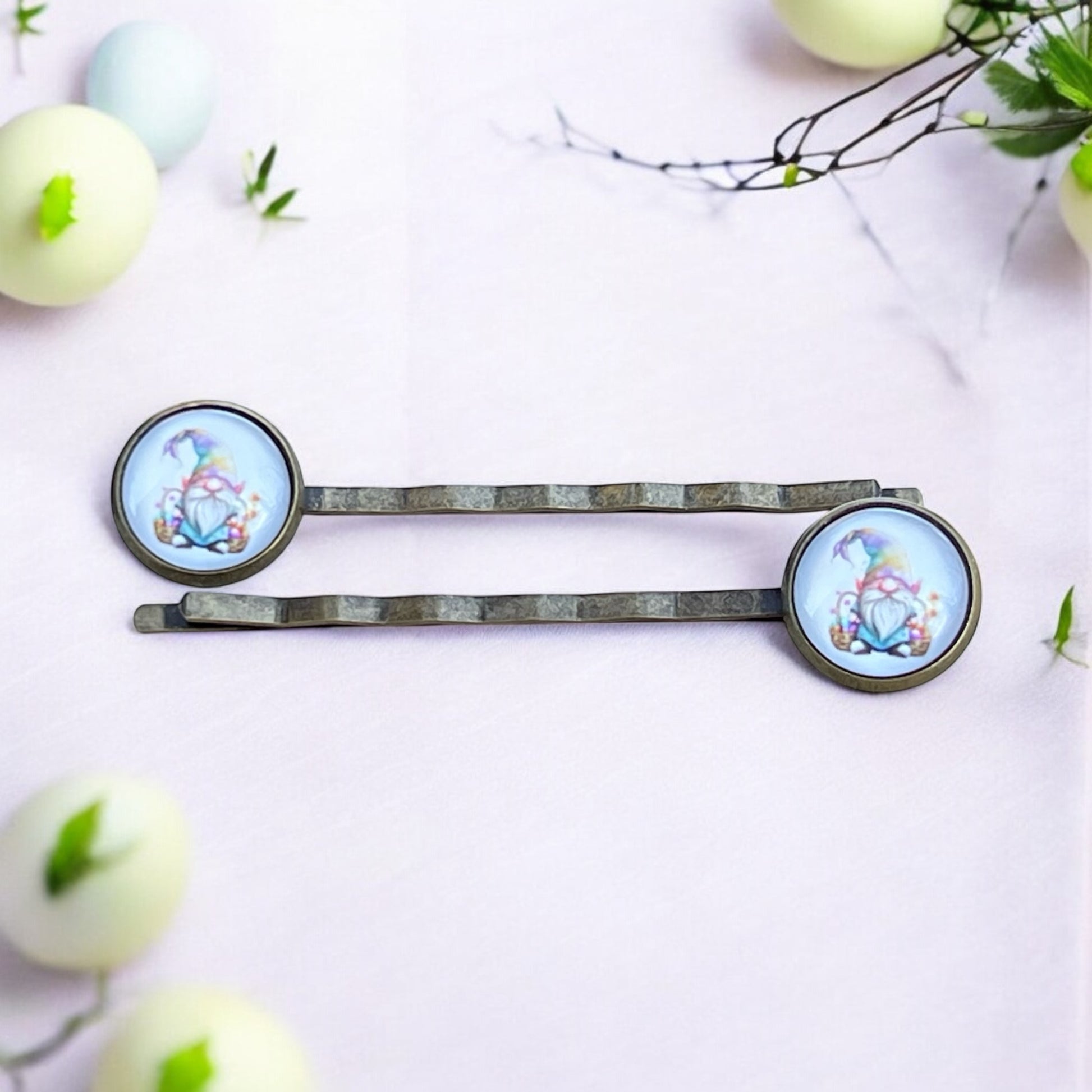 Easter Bunny Gnome Hair Pins – Set of 2 Spring Hair Clips