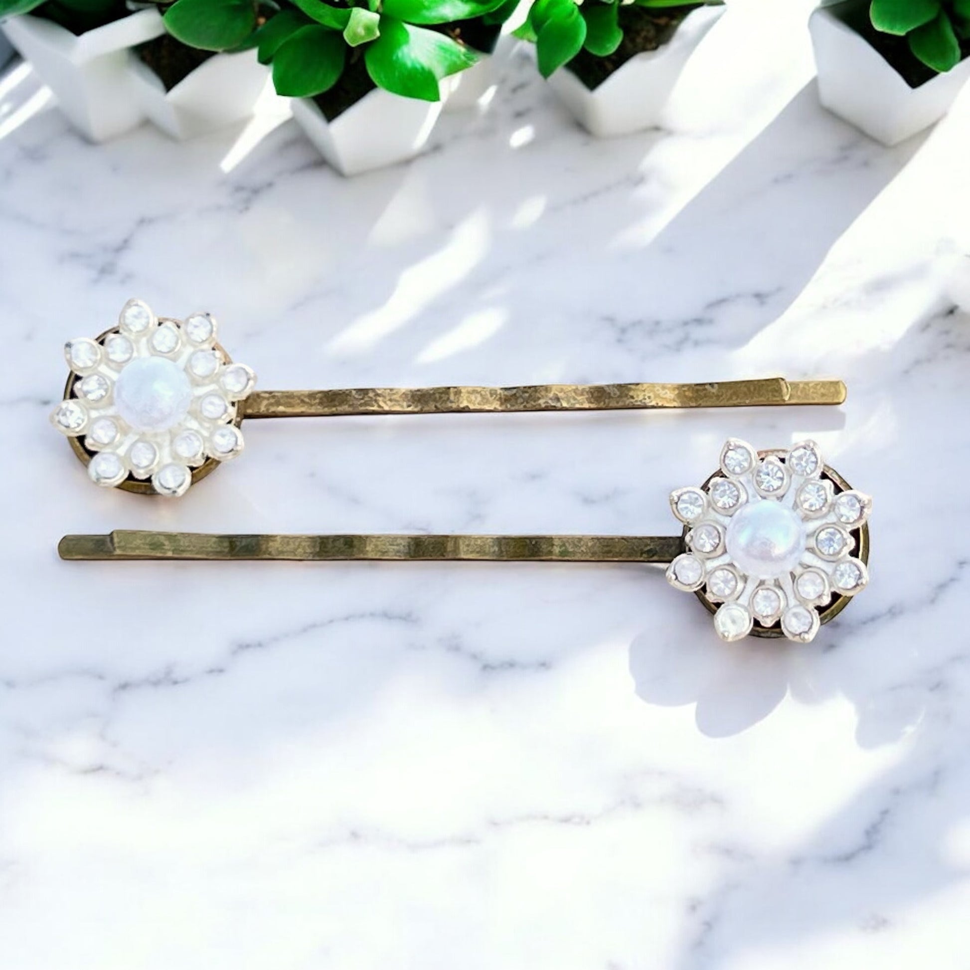 Antique Bronze Hair Pins – Set of 2 Handmade Vintage Bridal Accessories