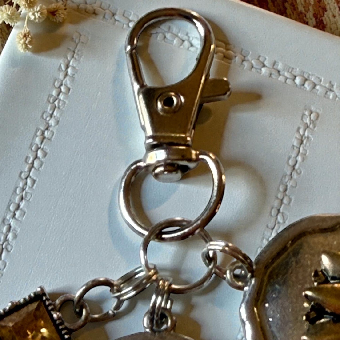 Just Breathe Lotus Purse Charm – Silver Bag Clip Keychain