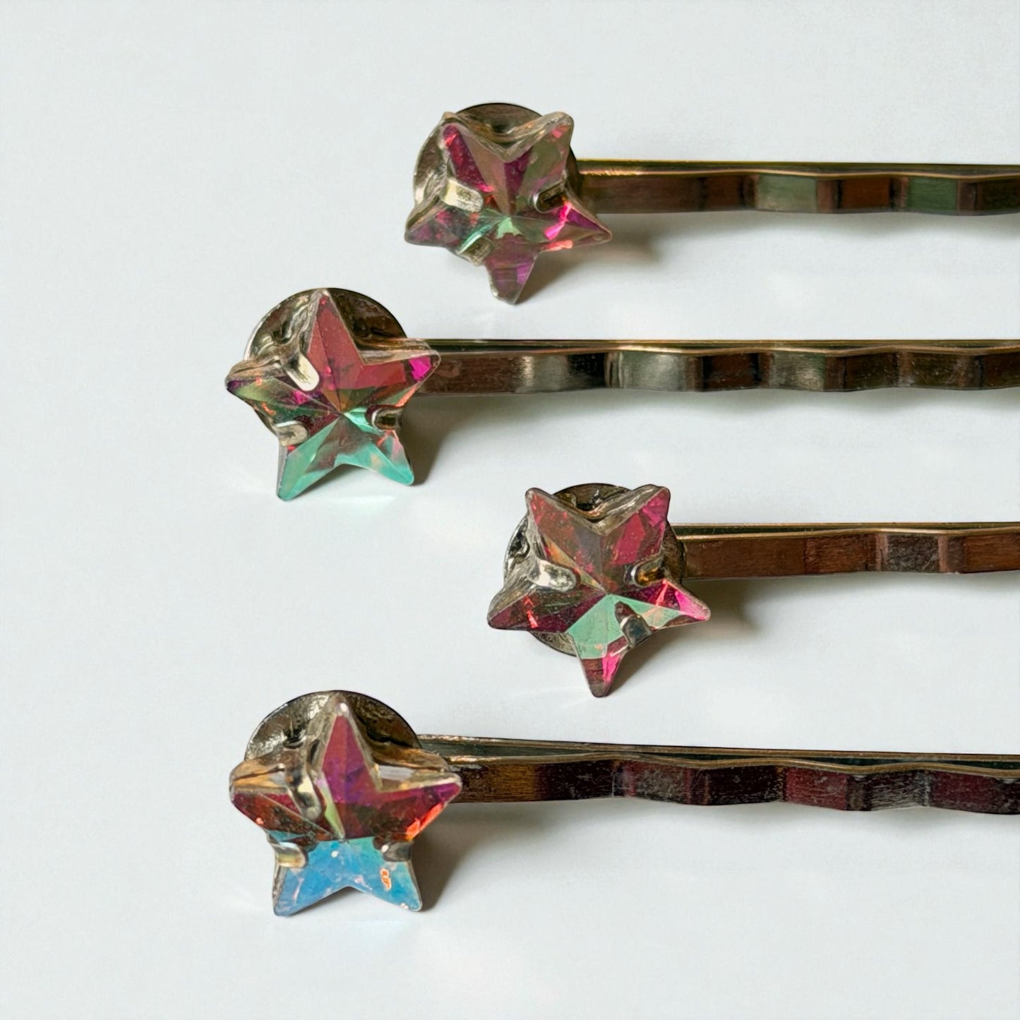 Iridescent Star Hair Pins for Women – Silver Celestial Bobby Pins