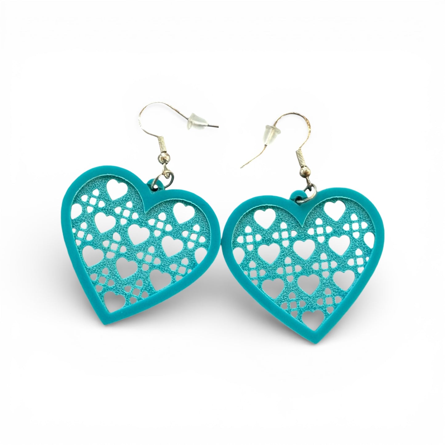 Turquoise Cutout Heart Earrings – Lightweight Boho Dangle Jewelry