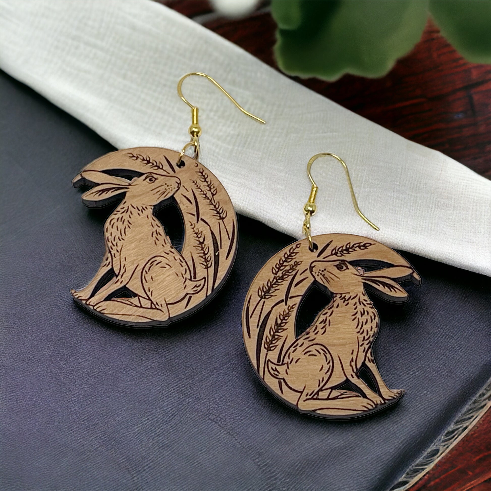 Woodland Rabbit Moon Earrings – Nature-Inspired Boho Forest Jewelry