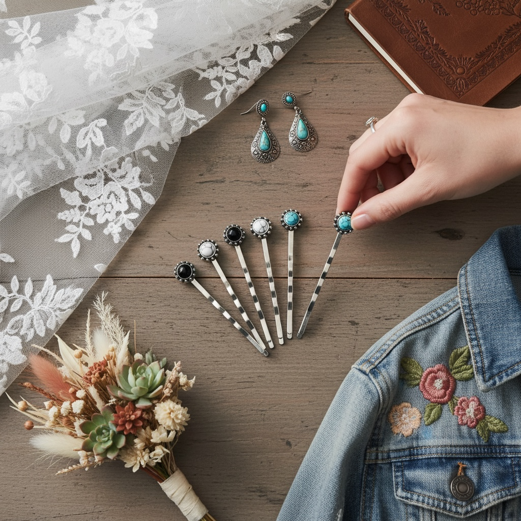 Turquoise Hair Pins Set of 6 – Western Cowgirl Bobby Pins