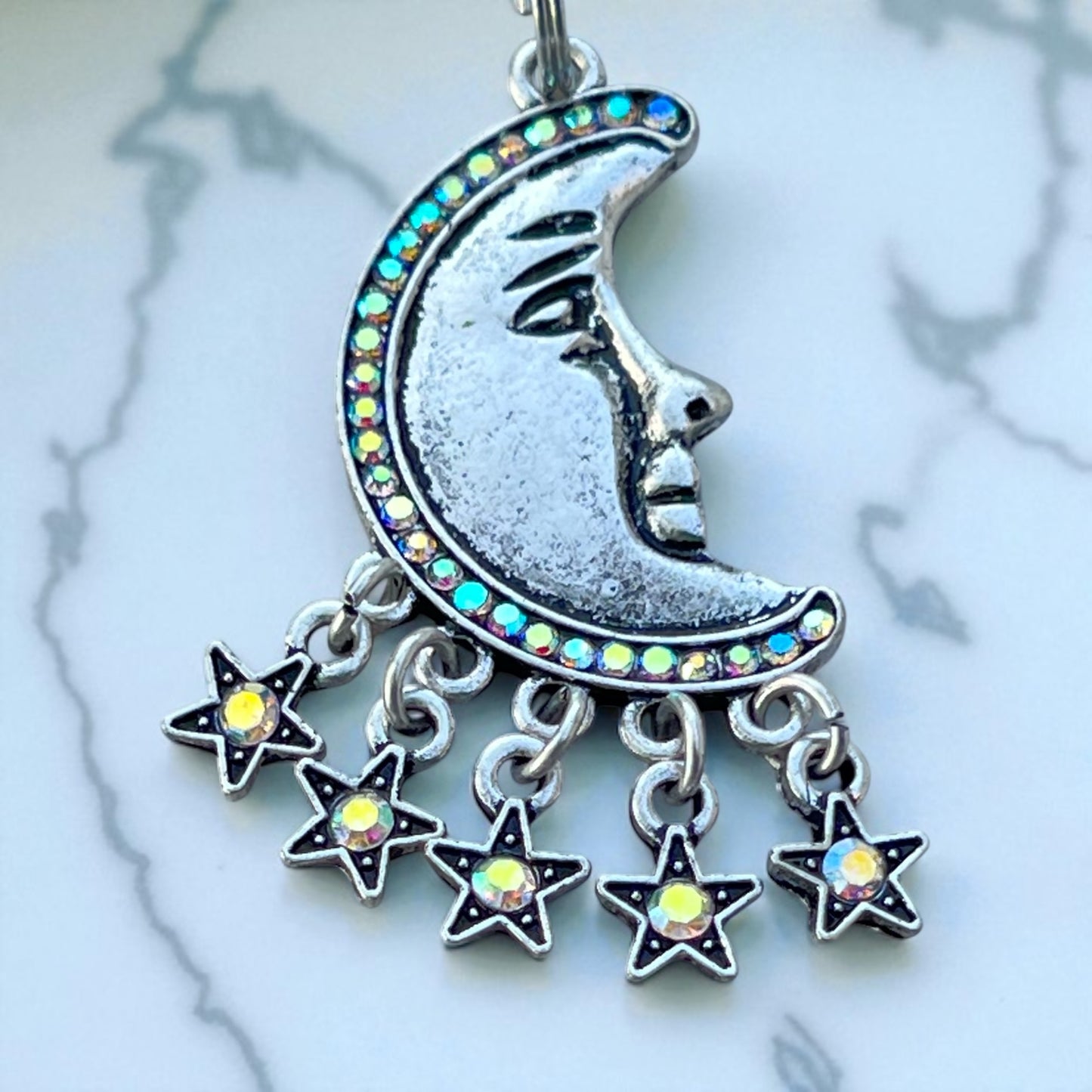 Moon Purse Charm – Celestial Crescent Keychain with Rhinestones