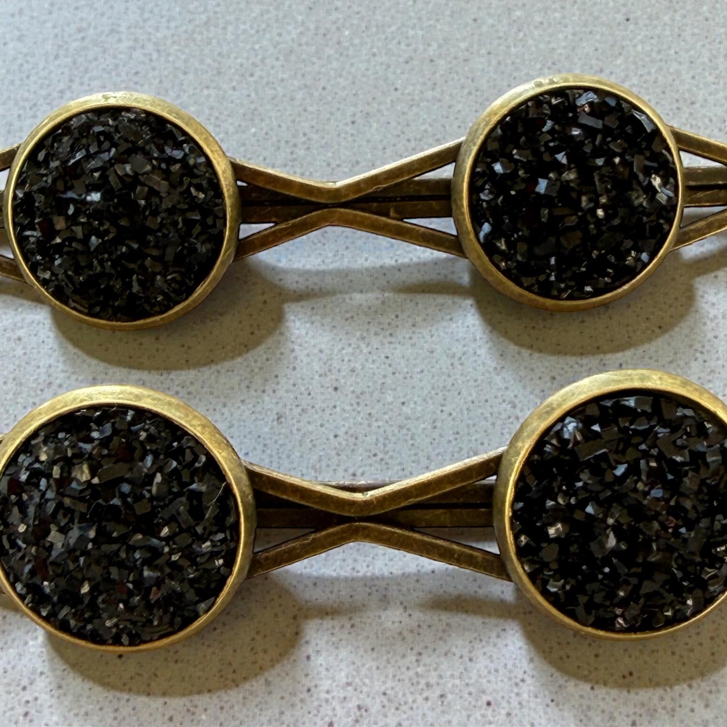 Black Druzy Hair Pins – Sparkly Bronze Bobby Pin Set for Women