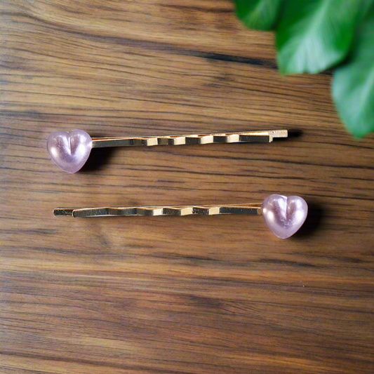 Alfileres de pelo de corazón púrpura, alfiler de pelo del día de San Valentín, alfiler de pelo de mujer, alfiler de pelo lindo, alfiler de pelo decorativo, alfileres de pelo de corazón de perla, alfileres de pelo de niñas