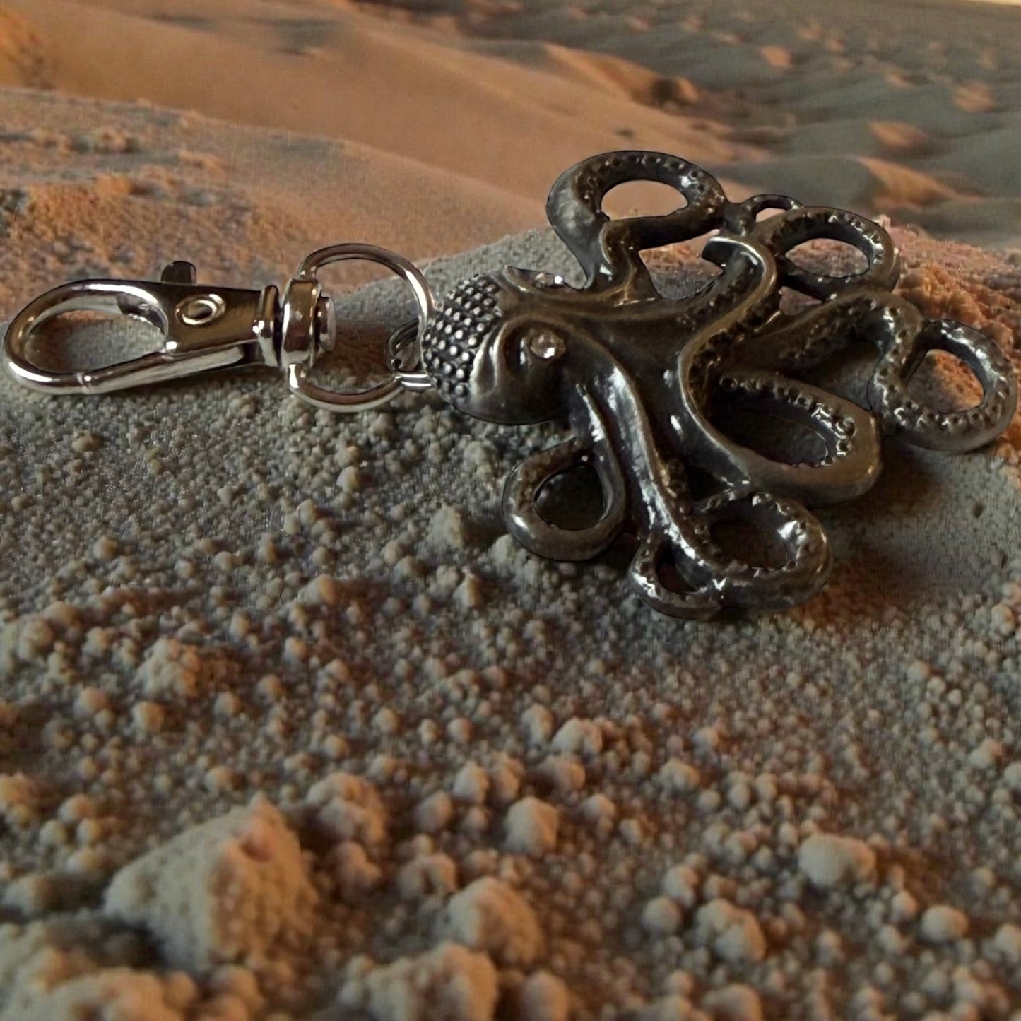 Silver Octopus Purse Charm – Coastal Nautical Bag Accessory