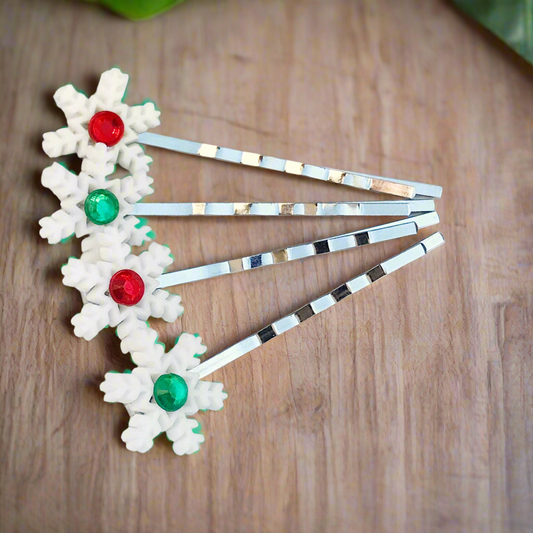 Snowflake Hair Pins - Whimsical Winter Christmas Bobby Pins