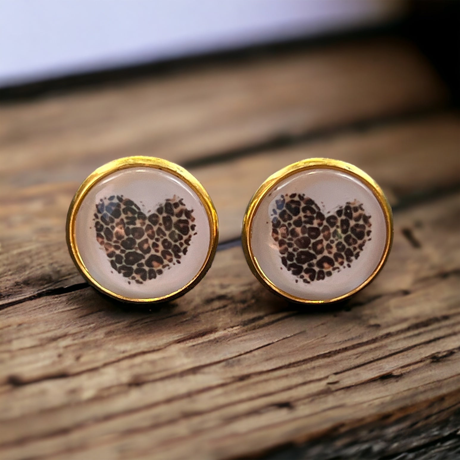 Leopard Heart Stud Earrings – Gold Wild & Playful Jewelry