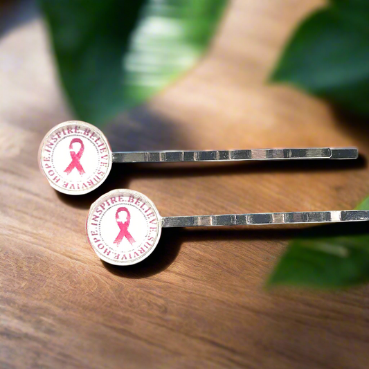 Cancer Awareness Pink Ribbon Hair Pins - Meaningful Bobby Pins