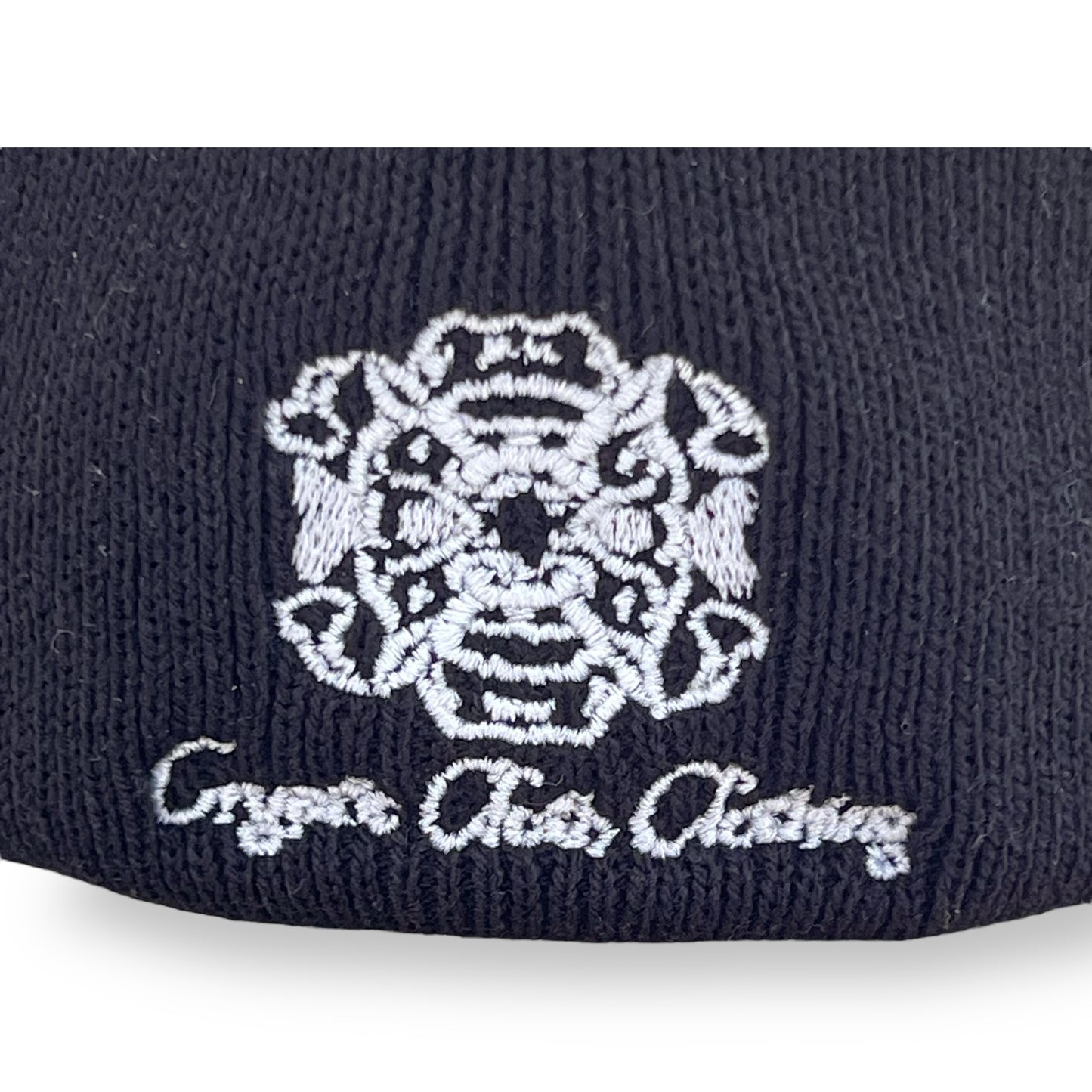 [PREORDER] Embroidered Black Beanie – Hand-Drawn – Demon Skull Streetwear Hat