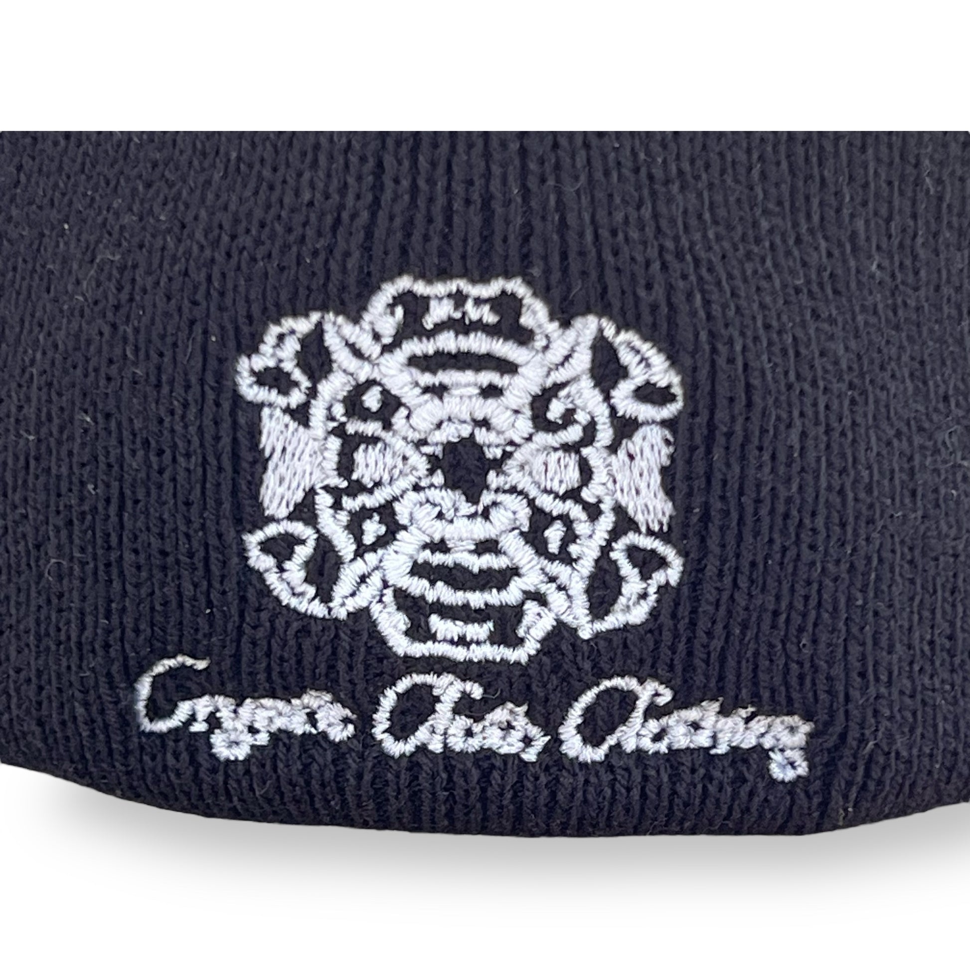 [PREORDER] Embroidered Black Beanie – Hand-Drawn – Demon Skull Streetwear Hat