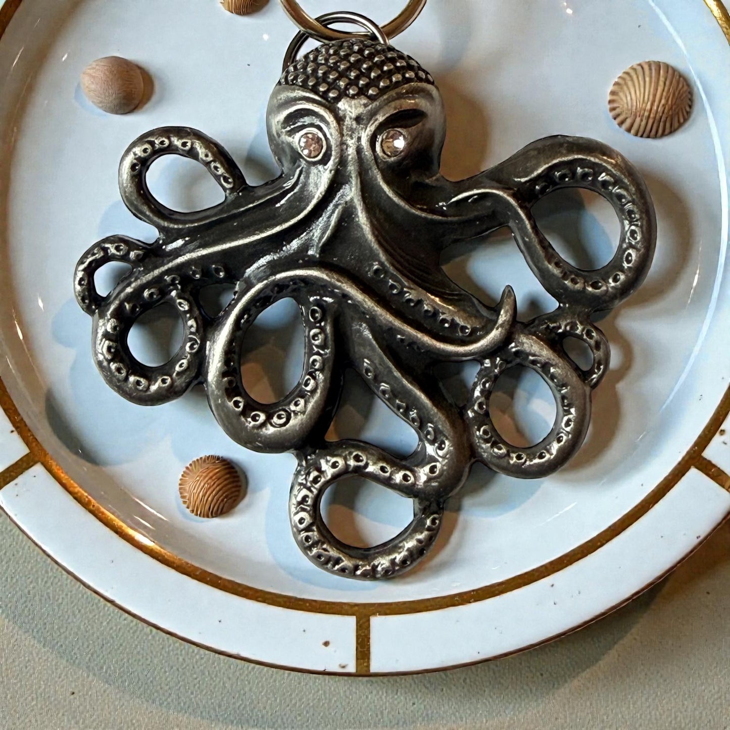Silver Octopus Purse Charm – Coastal Nautical Bag Accessory