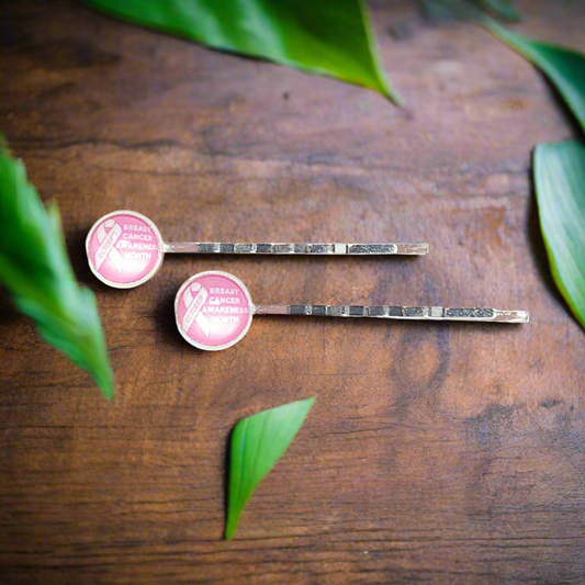 Mes de concientización sobre el cáncer de mama Horquillas para el cabello con cinta rosa