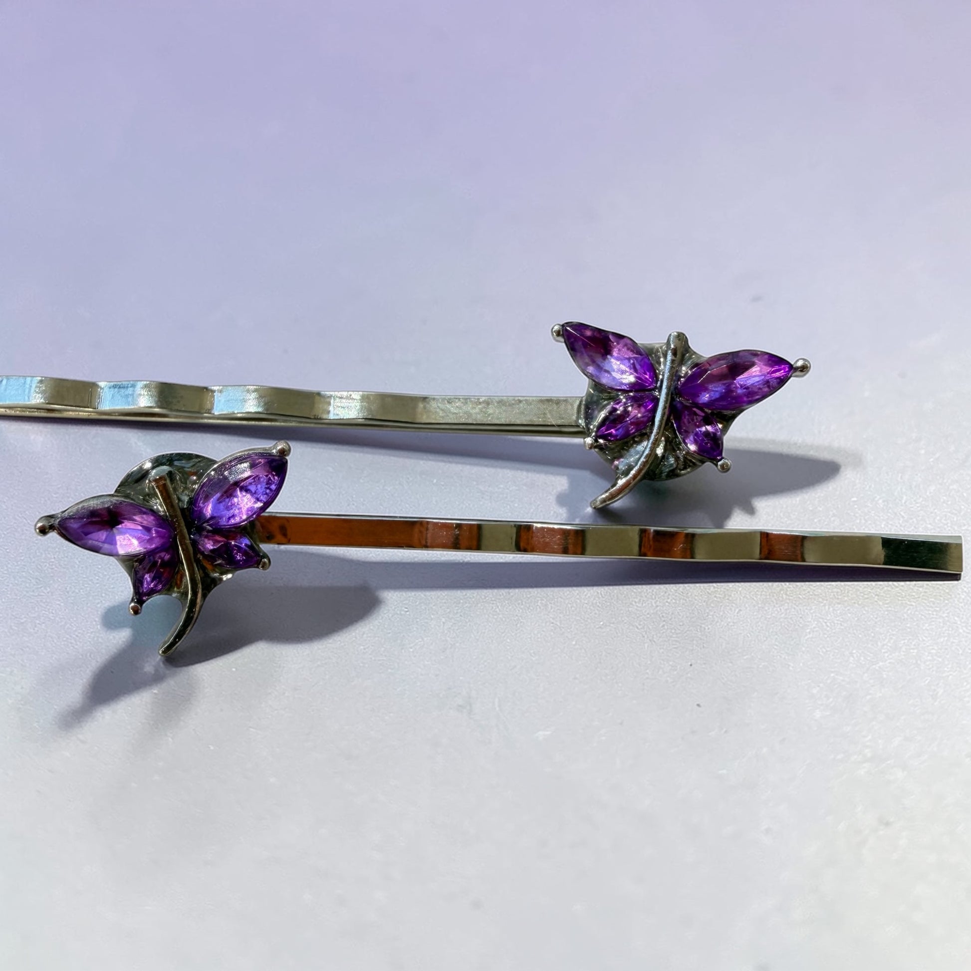 Purple Dragonfly Hair Pins – Rhinestone Bobby Pins Be Grace Be Love