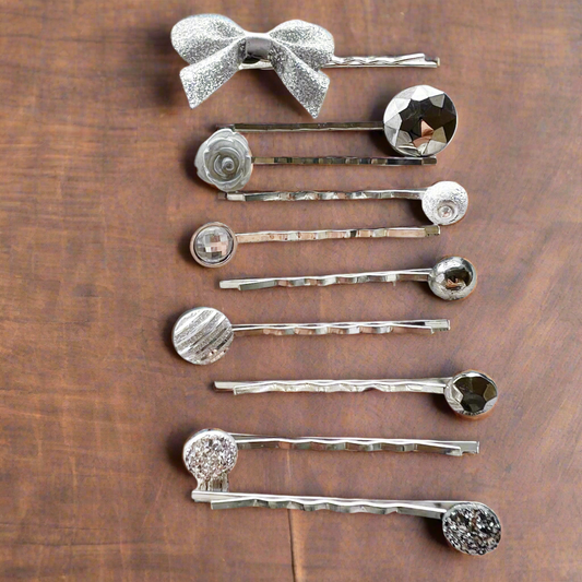 Romantic Silver Hair Pins, Elegant Bridal Bobby Pin Wedding Set