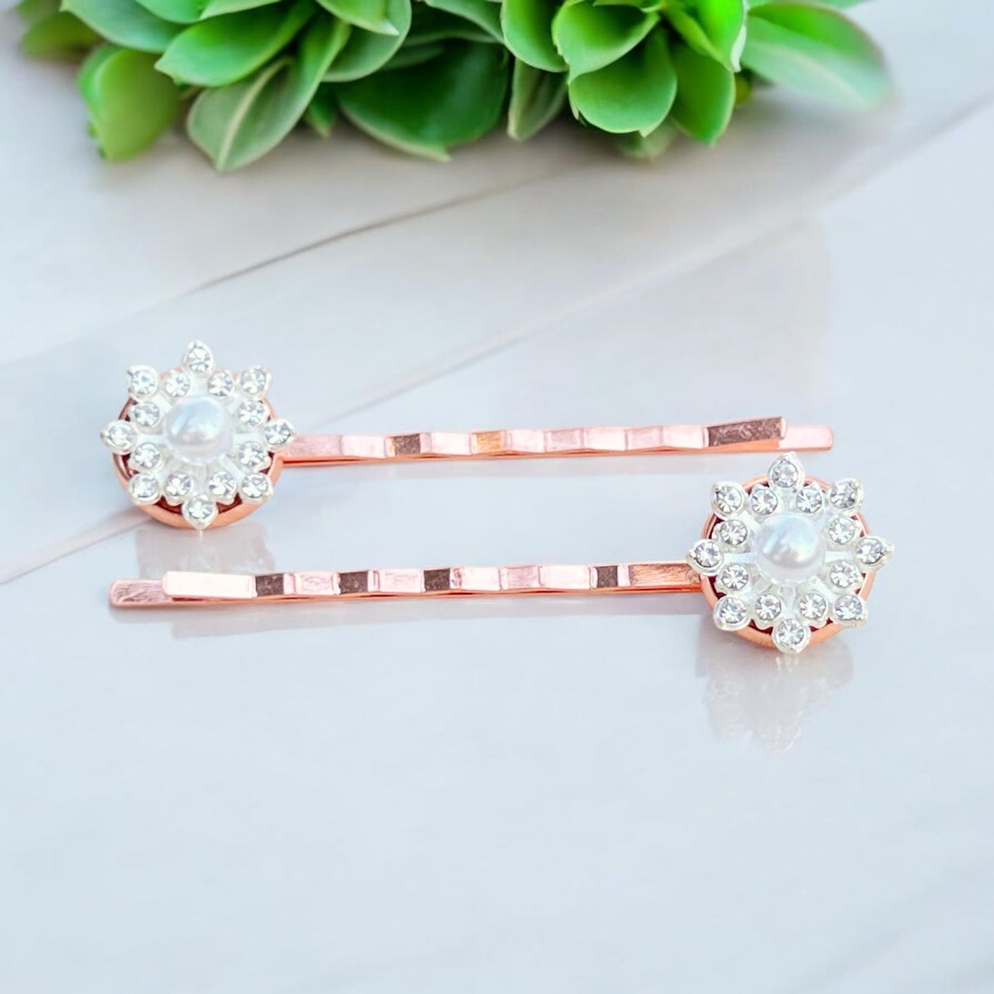 Rose Gold Hair Pins – Set of 2 Elegant Bridal Accessories