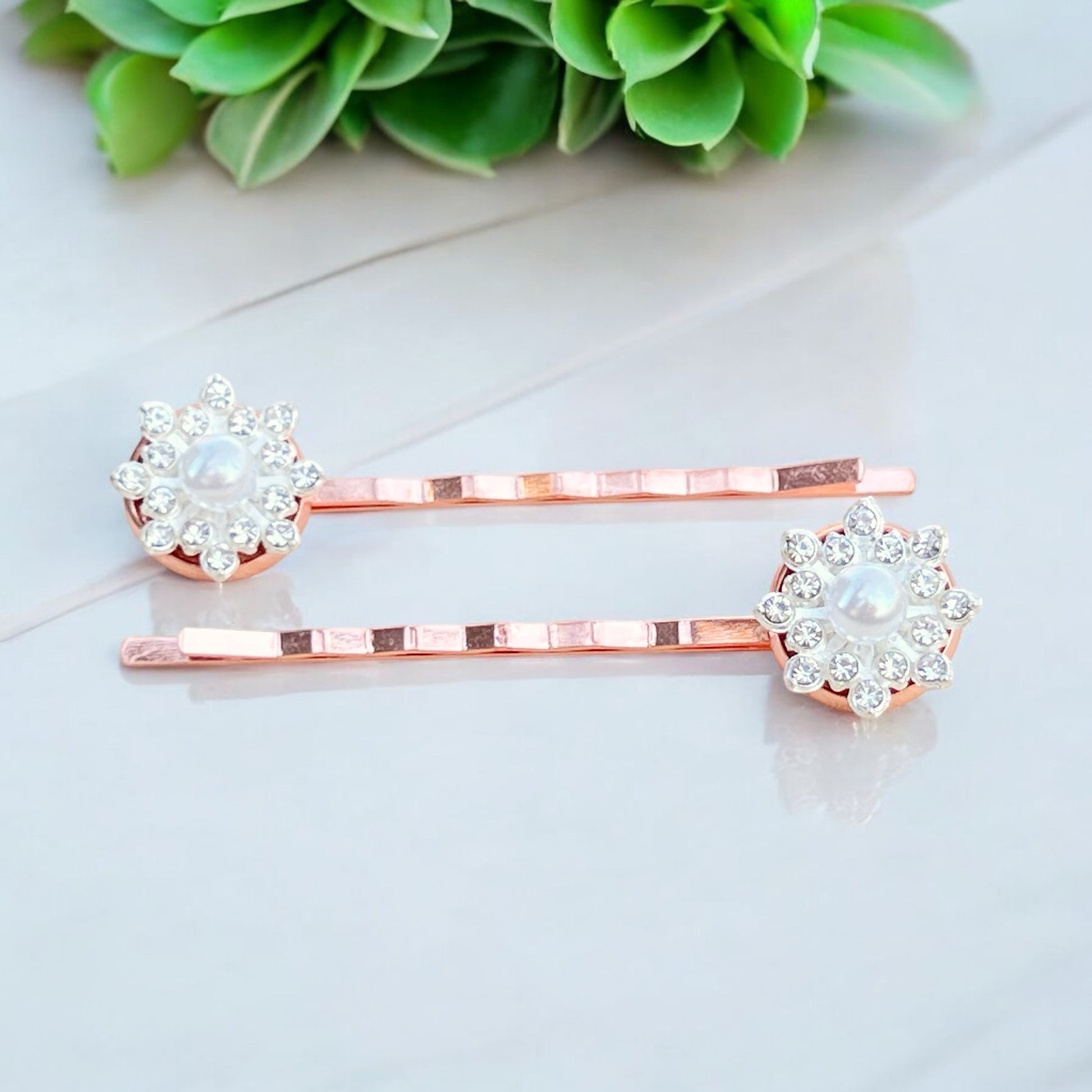 Rose Gold Hair Pins – Set of 2 Elegant Bridal Accessories