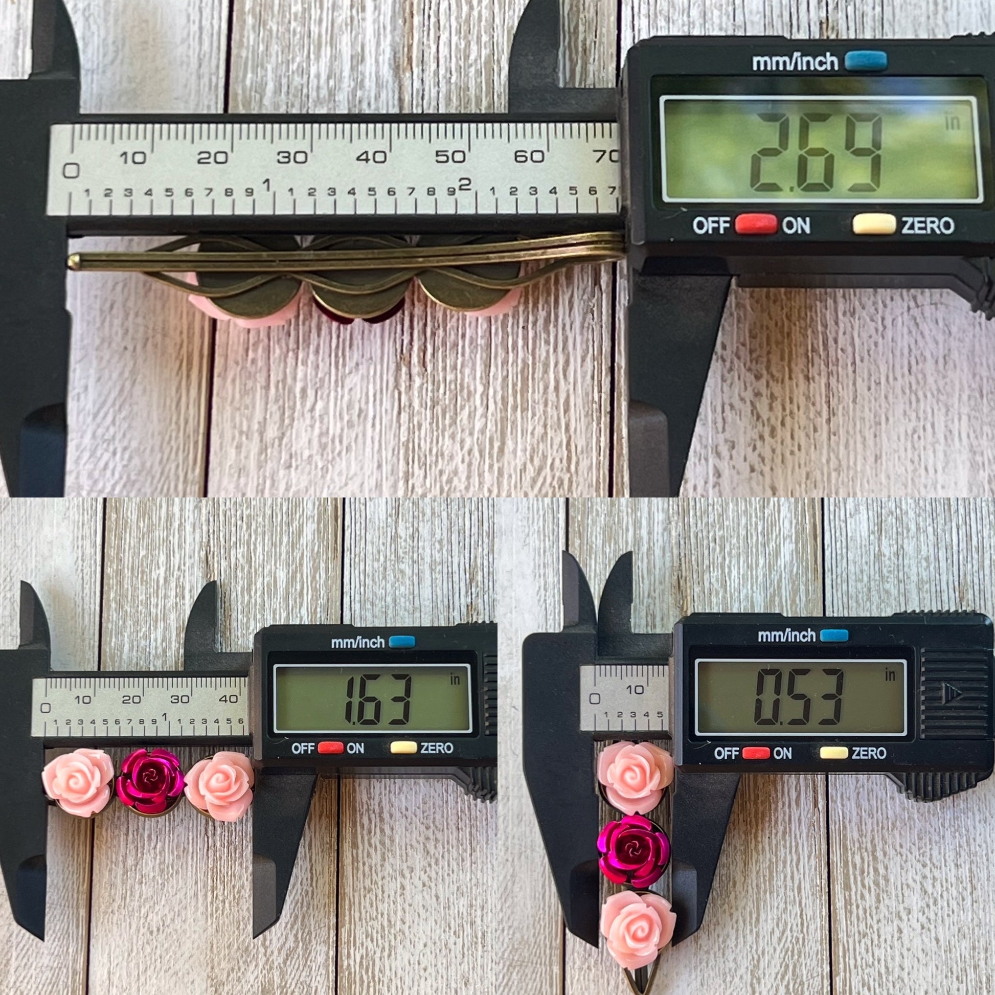 Pink & Red Rose Hair Pins – Vintage-Inspired Floral Bobby Pin Set