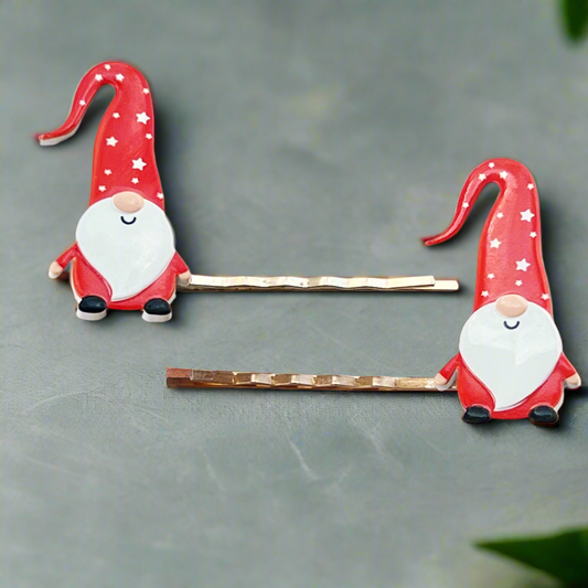 Red Gnome Christmas Hair Pins