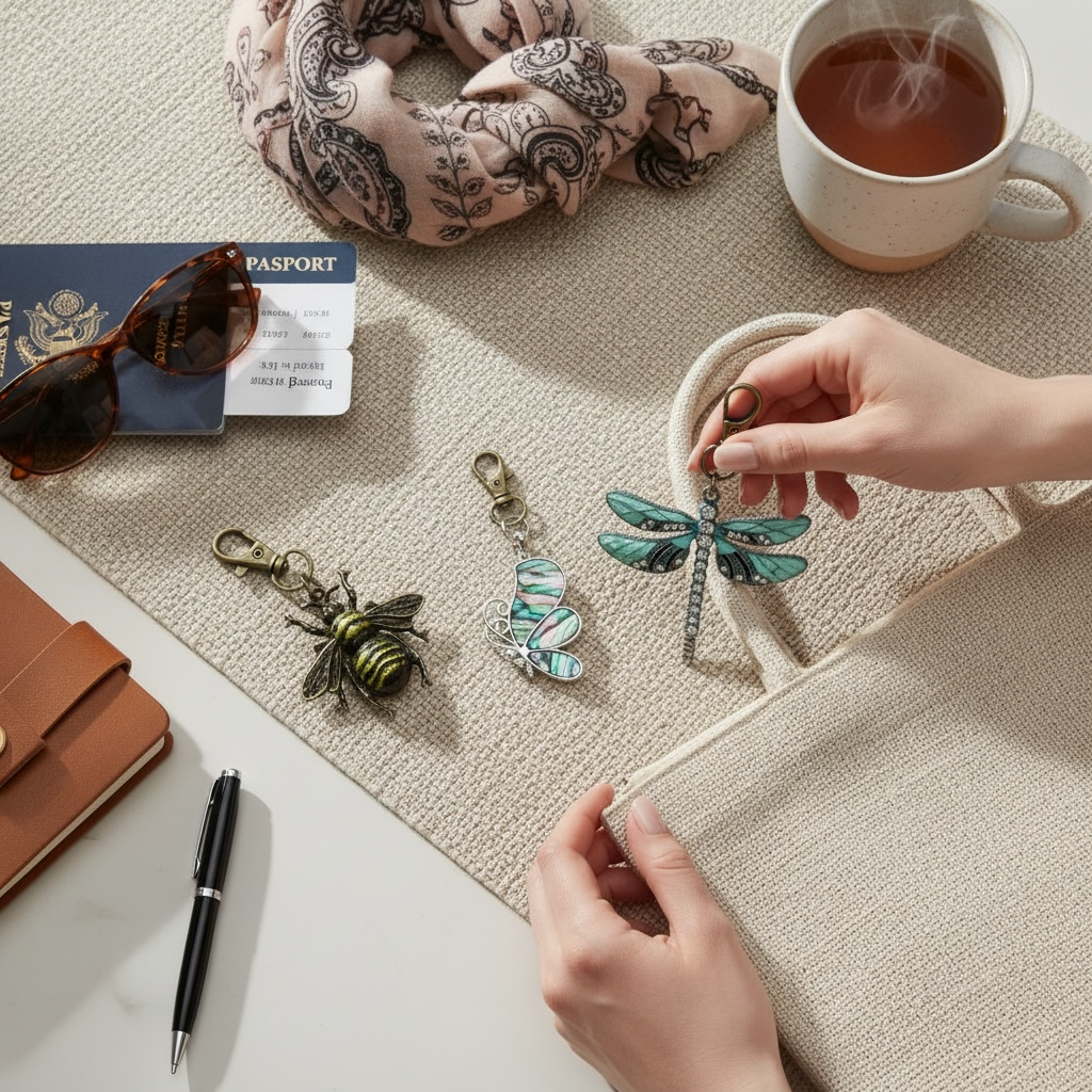 Nature Lover Purse Charm Trio – Bee, Butterfly & Dragonfly Gift Set