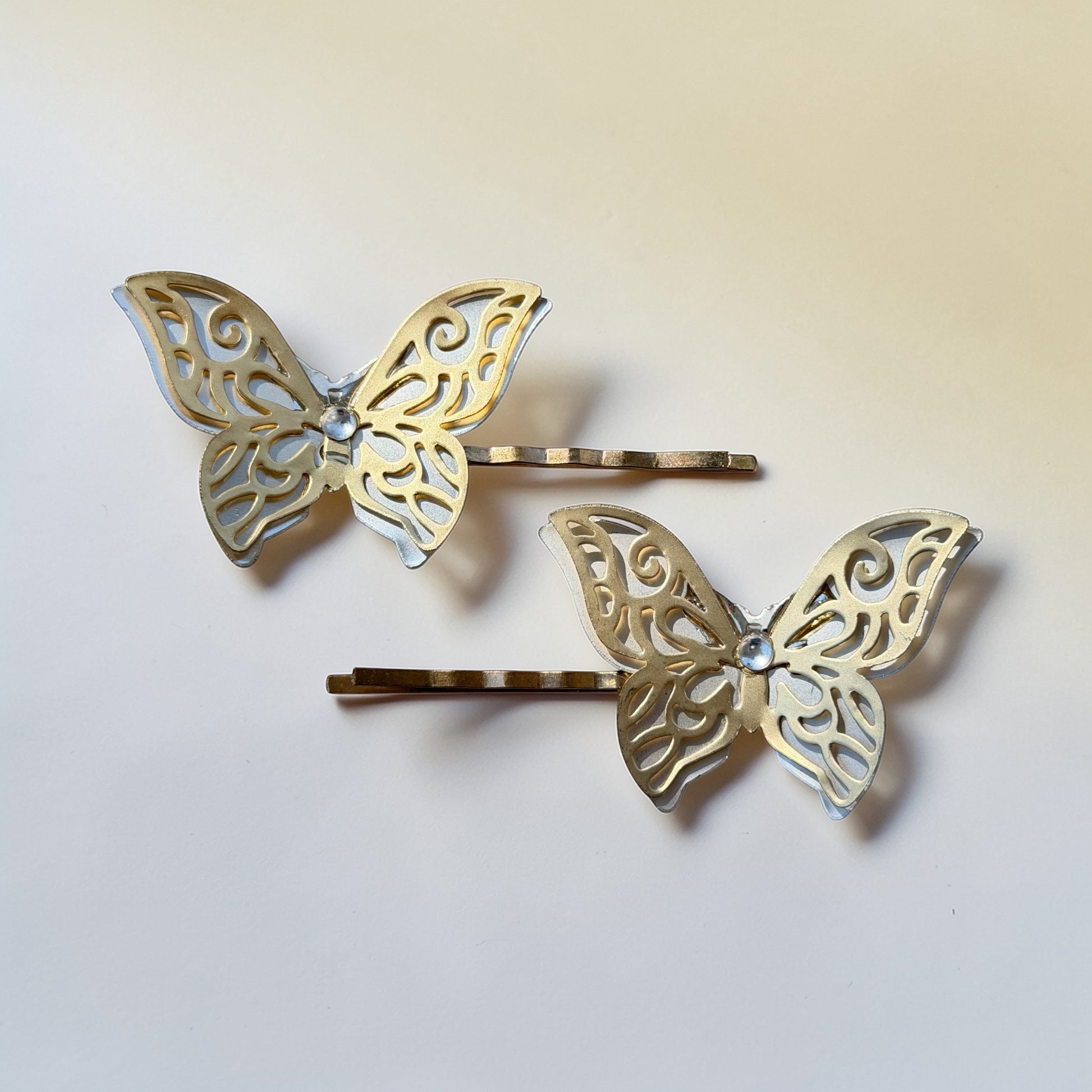 Filigree Butterfly Hair Pin Set – Gold & Silver Bobby Pins for Women Be Grace Be Love Boutique