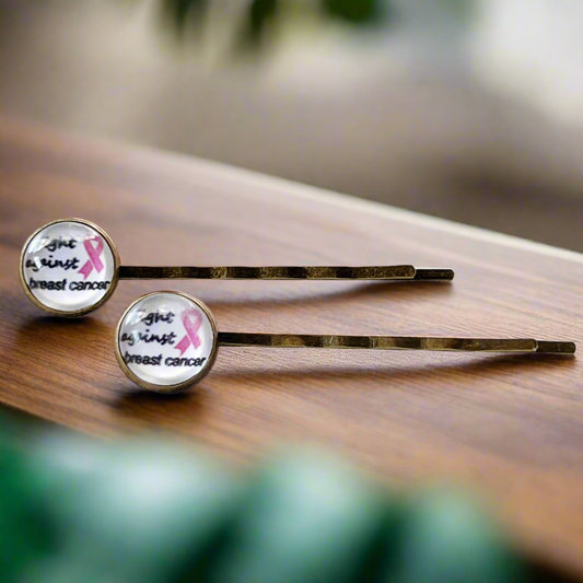 Breast Cancer Awareness Pink Ribbon Hair Pins - Supportive Accessories
