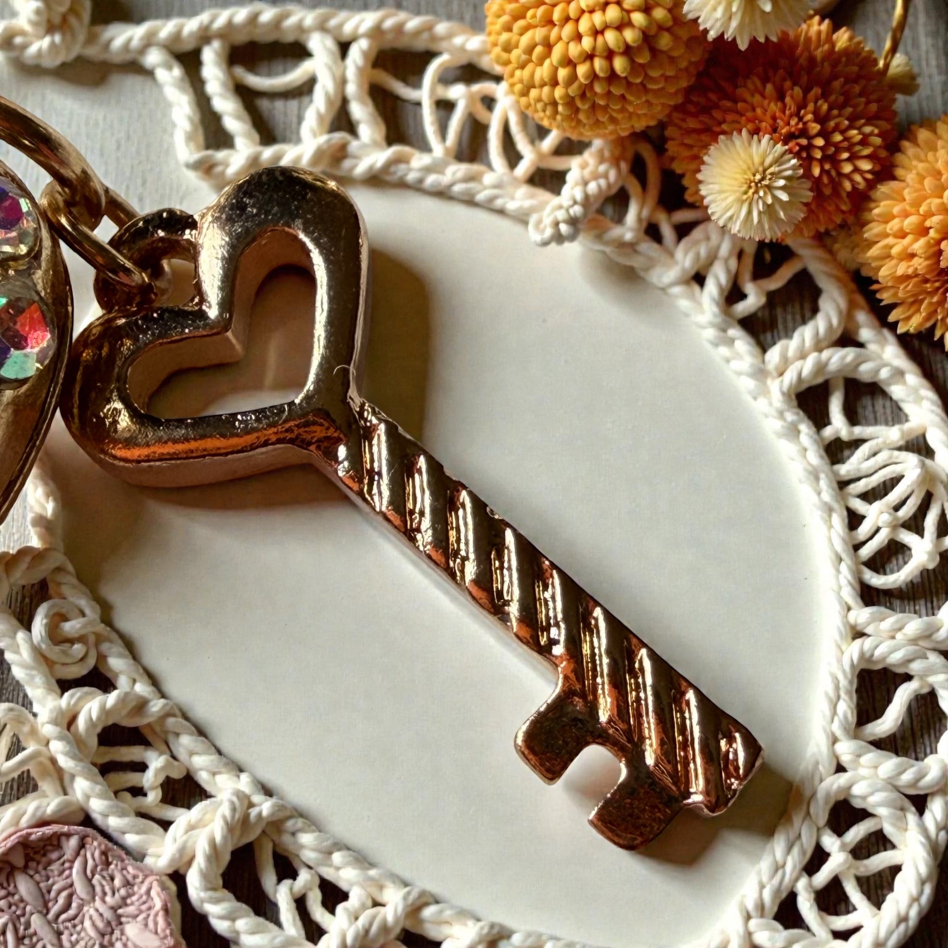 Heart Lock & Key Purse Charm – Sparkly Gold Bag Keychain - Be Grace Be Love Boutique