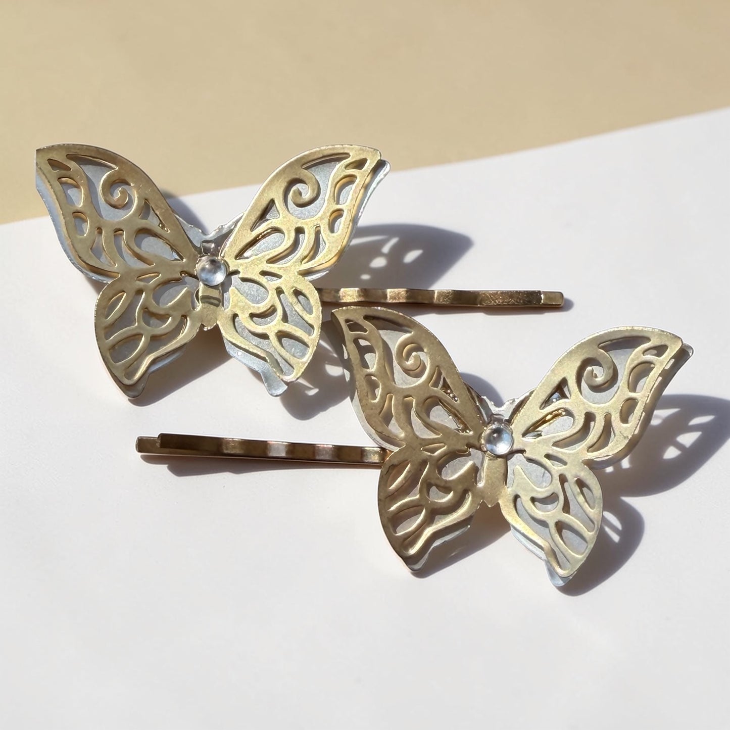 Filigree Butterfly Hair Pin Set – Gold & Silver Bobby Pins for Women Be Grace Be Love Boutique