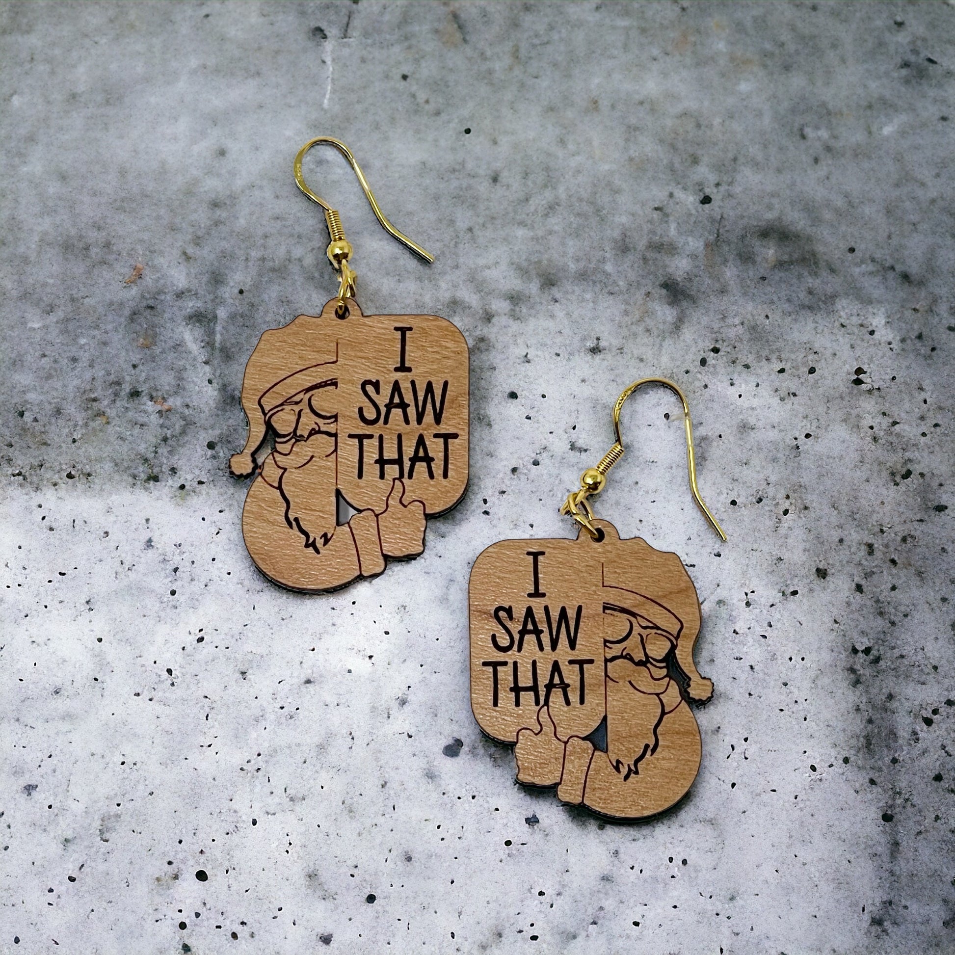 Funny Santa Earrings, Rustic Dangle Earring, Funny Quotes Earring, Cute Winter Holiday Earring, Wooden Word Earring, Country Western Jewelry