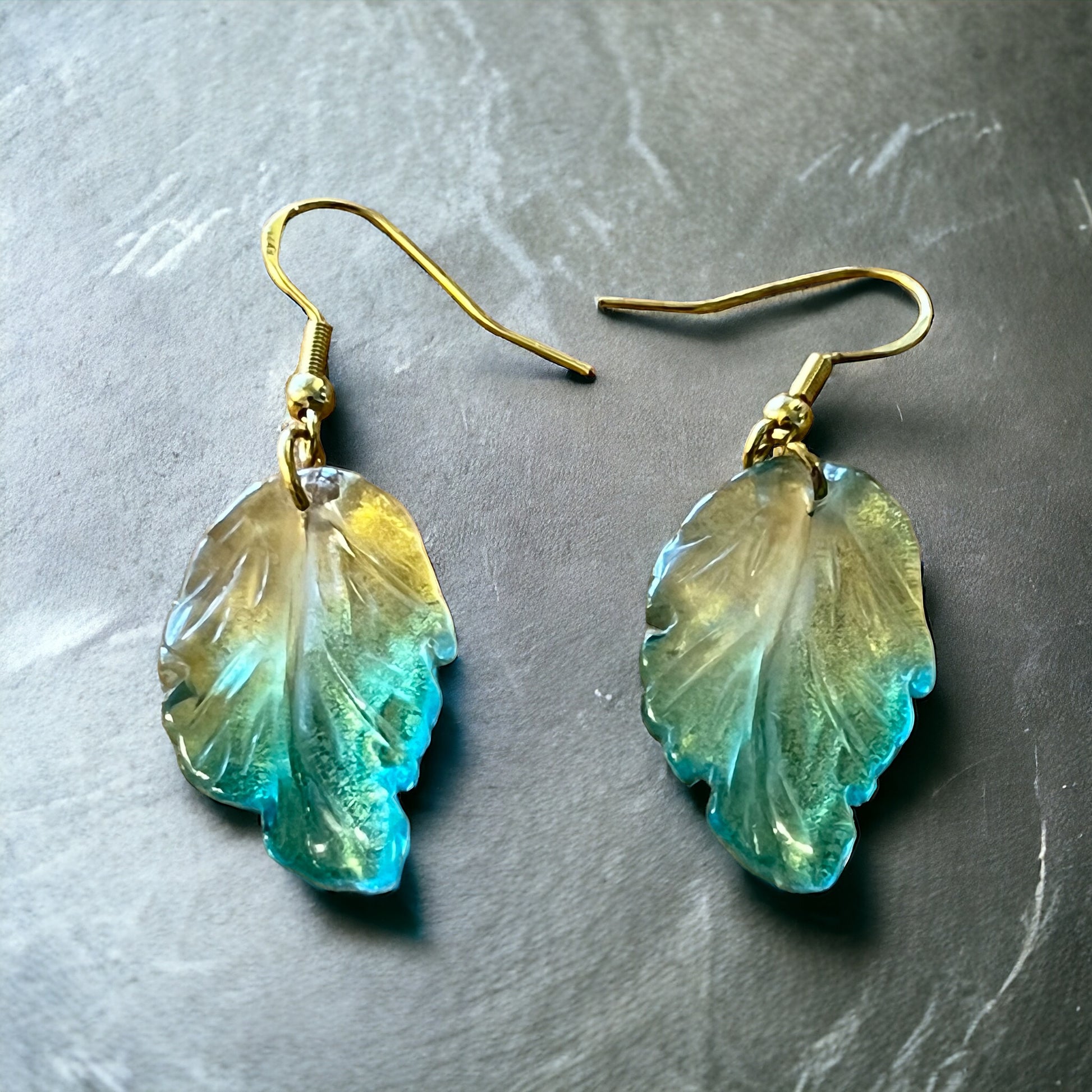 Czech Glass Leaf Earrings – Boho Nature-Inspired Dangles