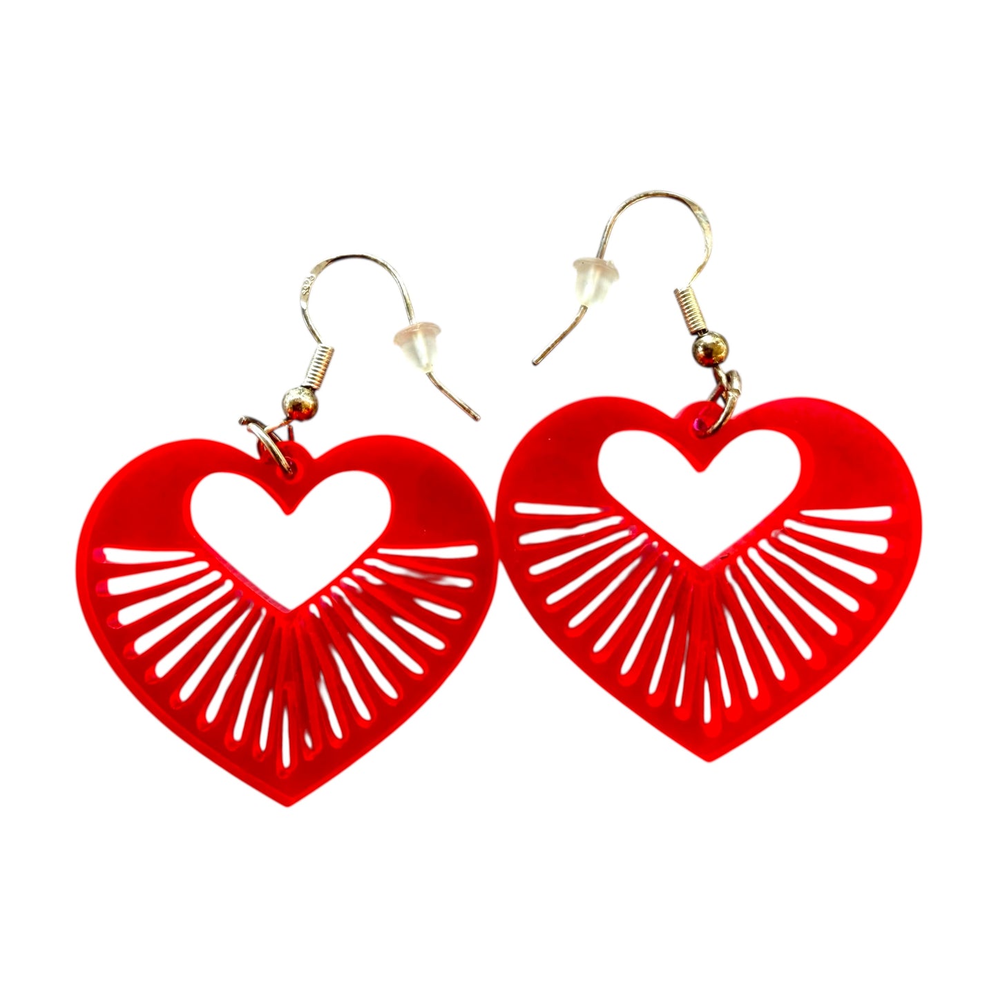 Hot Pink Radiant Heart Acrylic Dangle Earrings