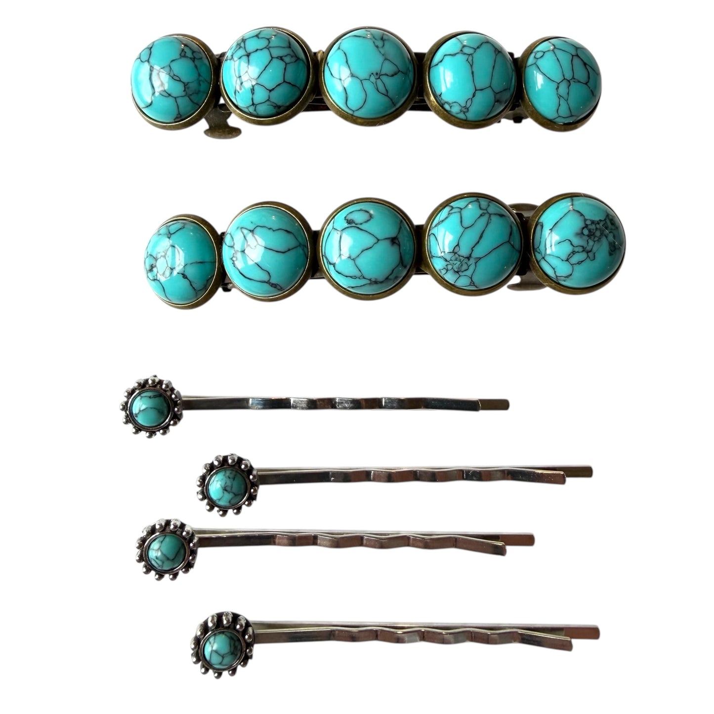 Western Hair Bestsellers Set – Turquoise Hair Pins & Barrettes