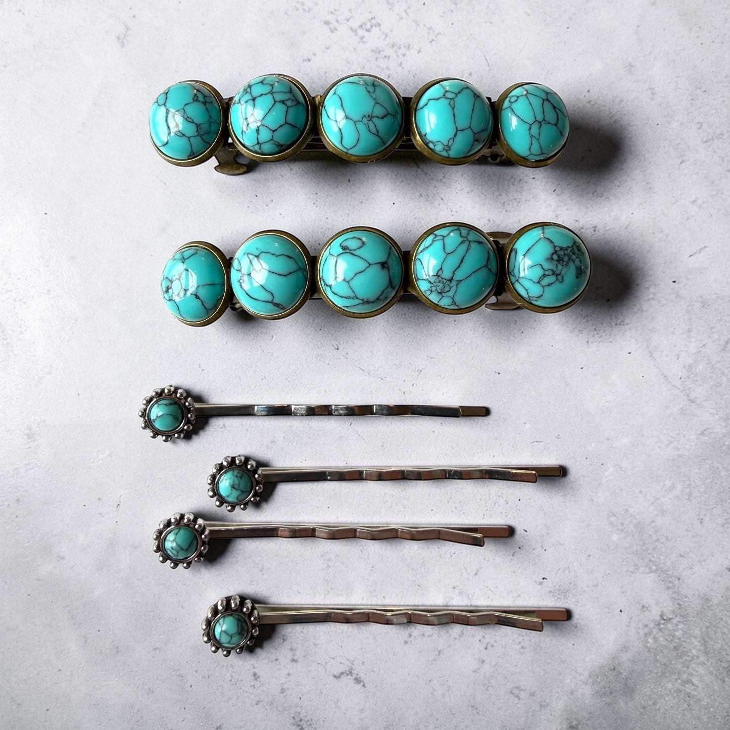 Western Hair Bestsellers Set – Turquoise Hair Pins & Barrettes