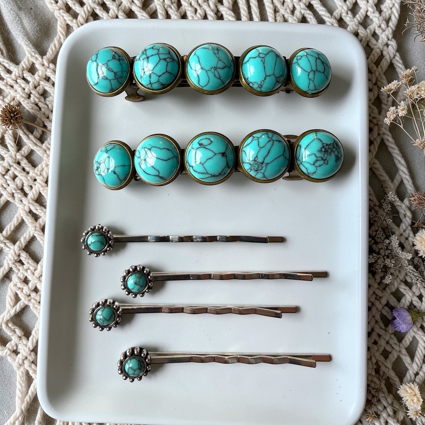 Western Hair Bestsellers Set – Turquoise Hair Pins & Barrettes