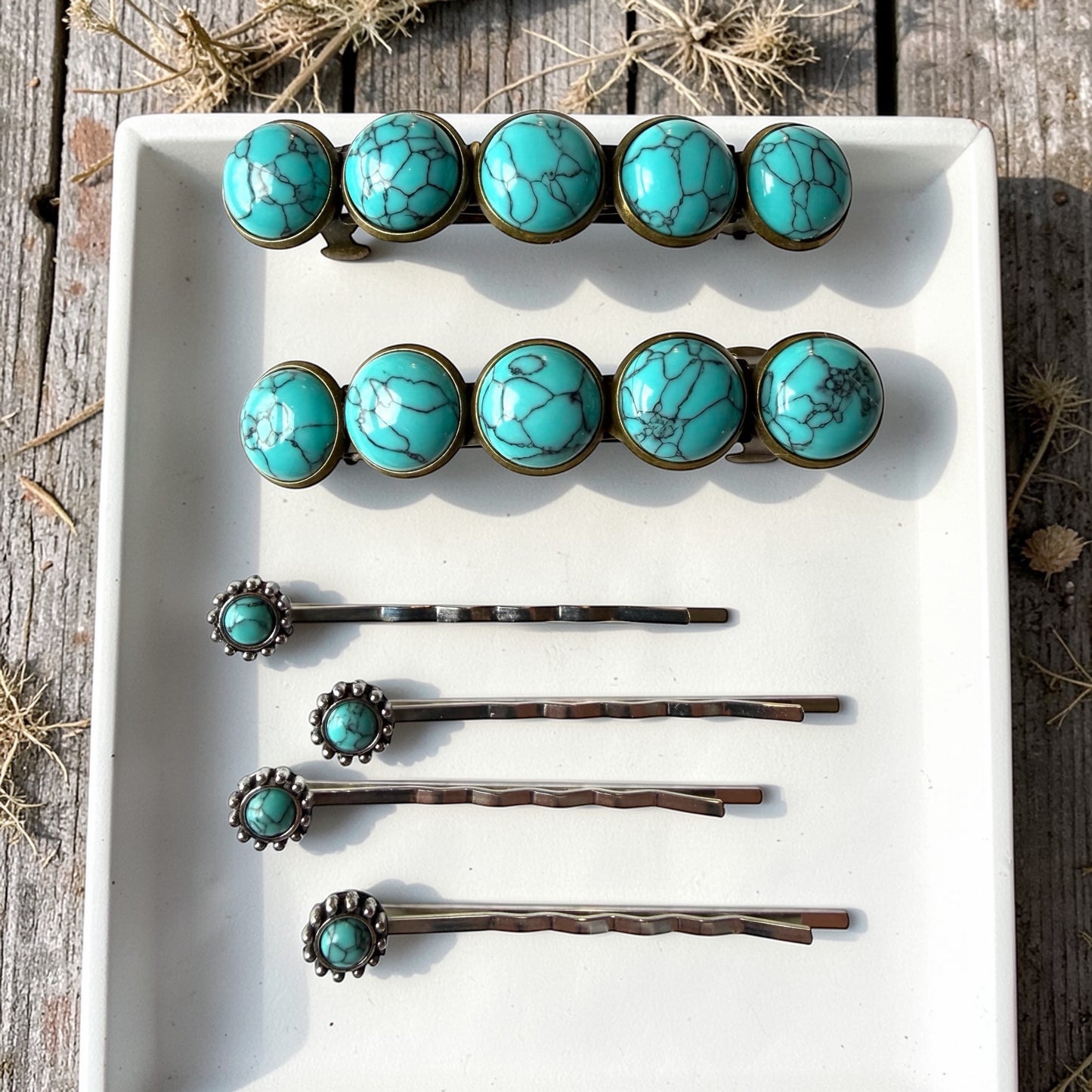 Western Hair Bestsellers Set – Turquoise Hair Pins & Barrettes